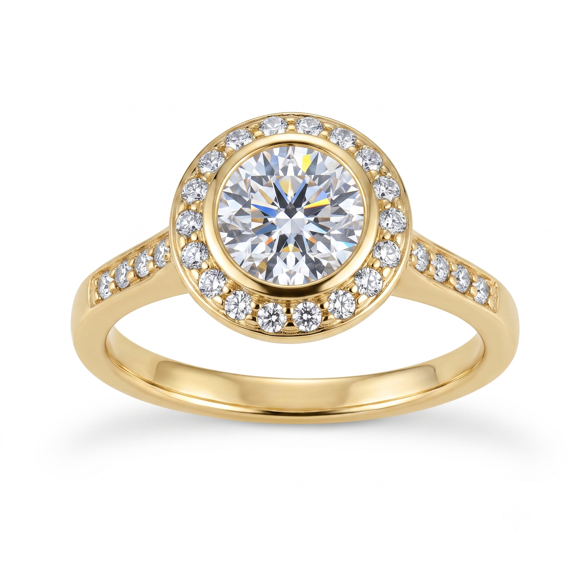 1 to 5 Carat Round Lab Grown Diamond Halo Engagement Ring in 14K Gold - ENR6407 — view 1