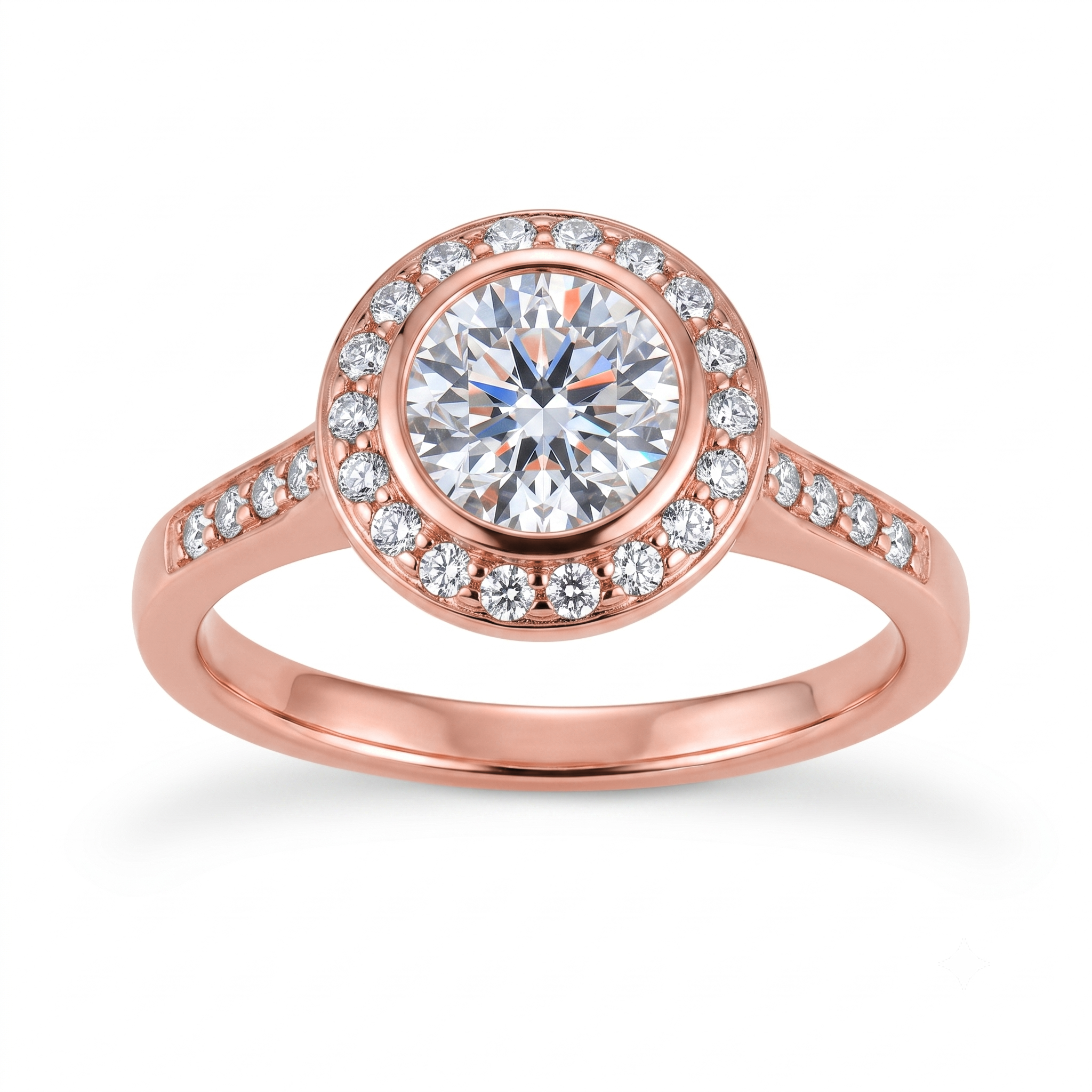 View 1 to 5 Carat Round Lab Grown Diamond Halo Engagement Ring in 14K Gold - ENR6407