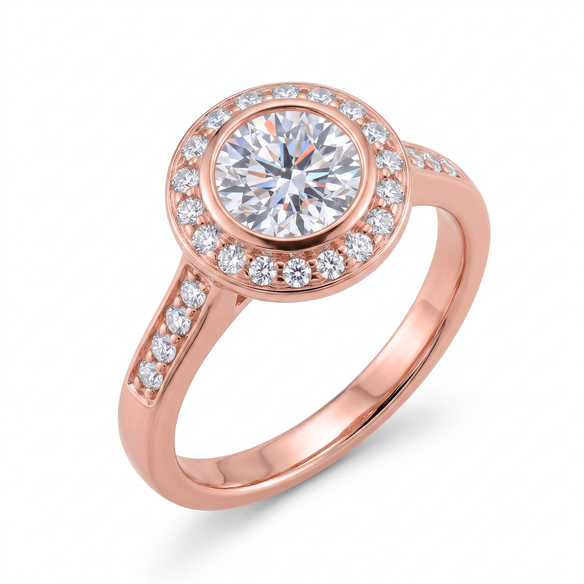 View 1 to 5 Carat Round Lab Grown Diamond Halo Engagement Ring in 14K Gold - ENR6407