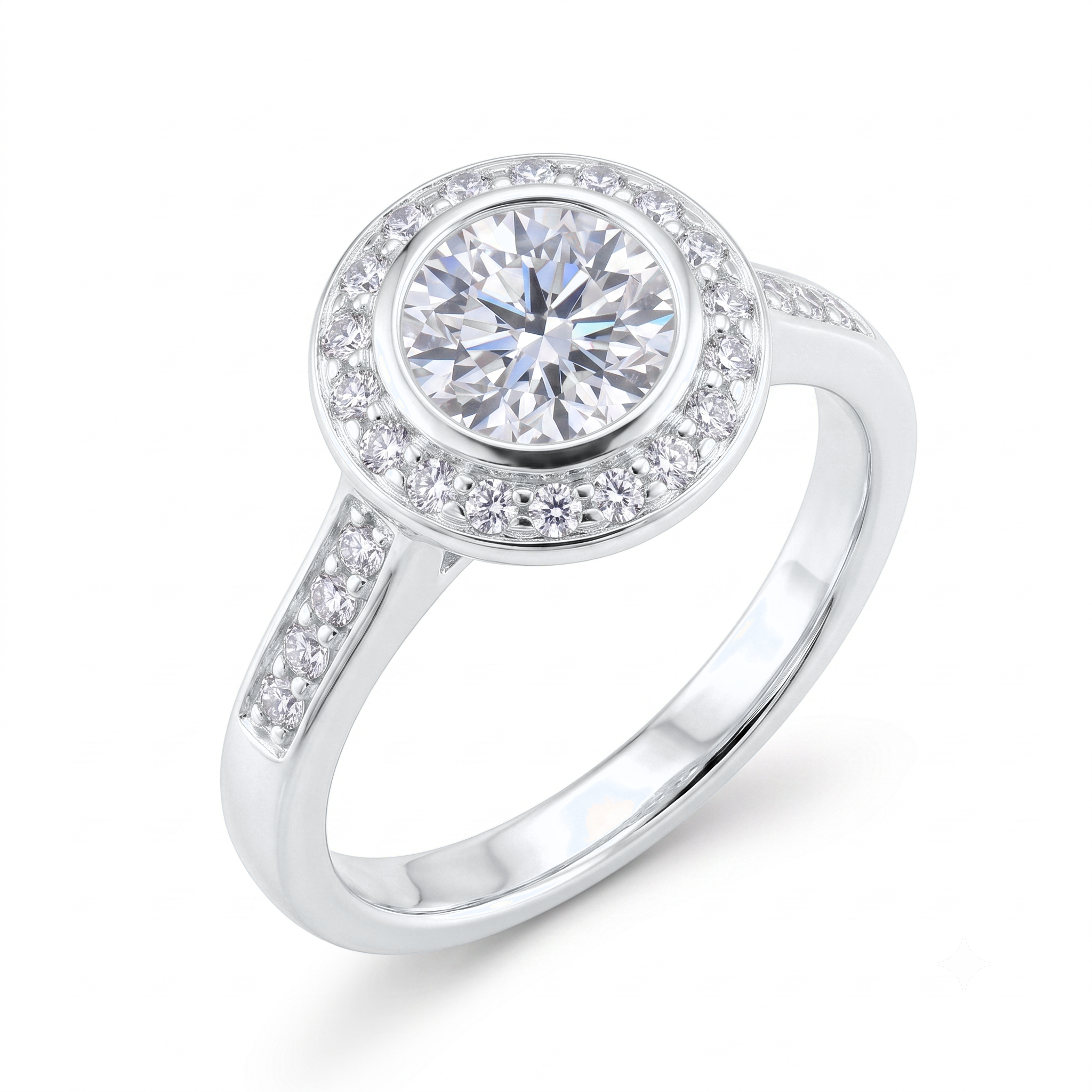 View 1 to 5 Carat Round Lab Grown Diamond Halo Engagement Ring in 14K Gold - ENR6407
