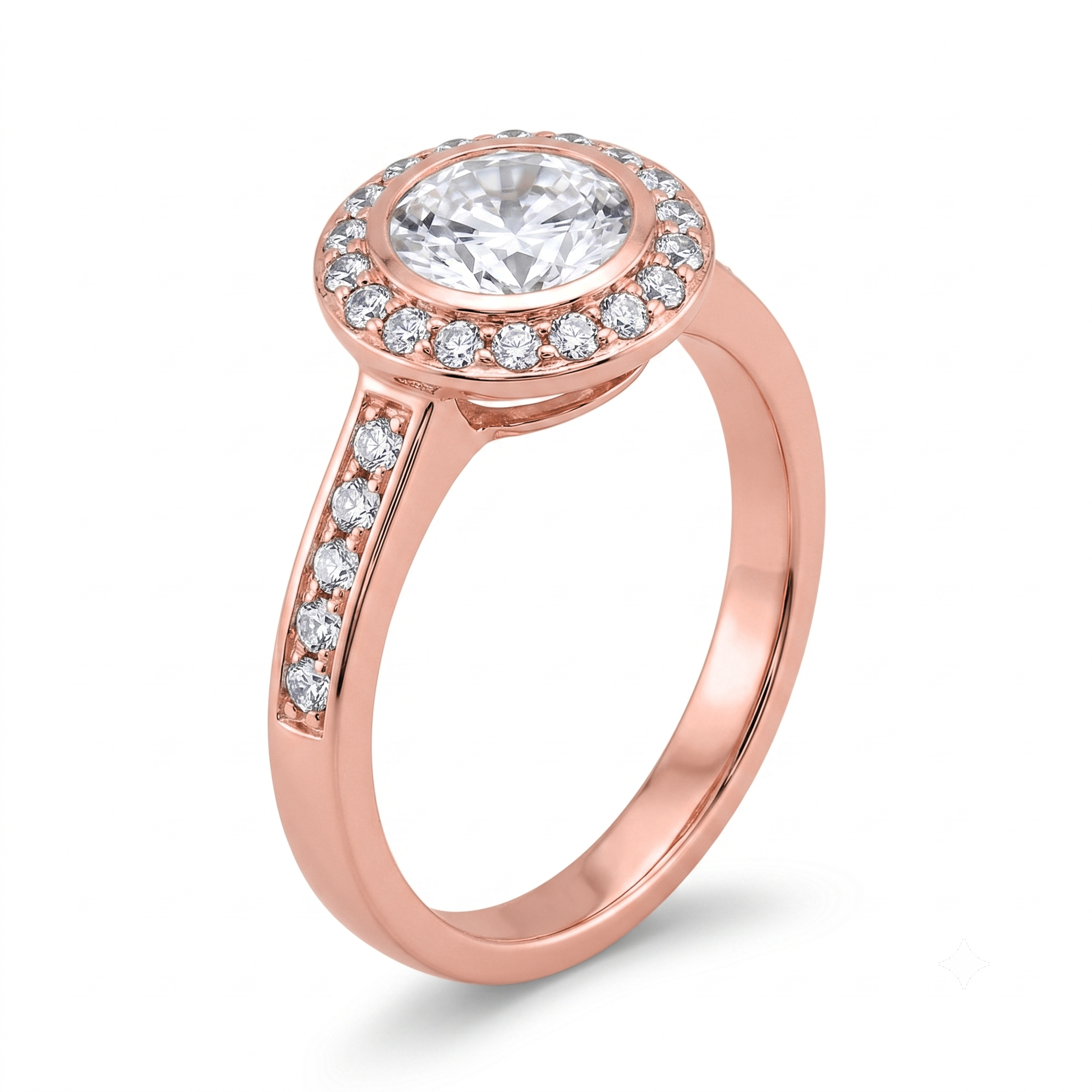 View 1 to 5 Carat Round Lab Grown Diamond Halo Engagement Ring in 14K Gold - ENR6407