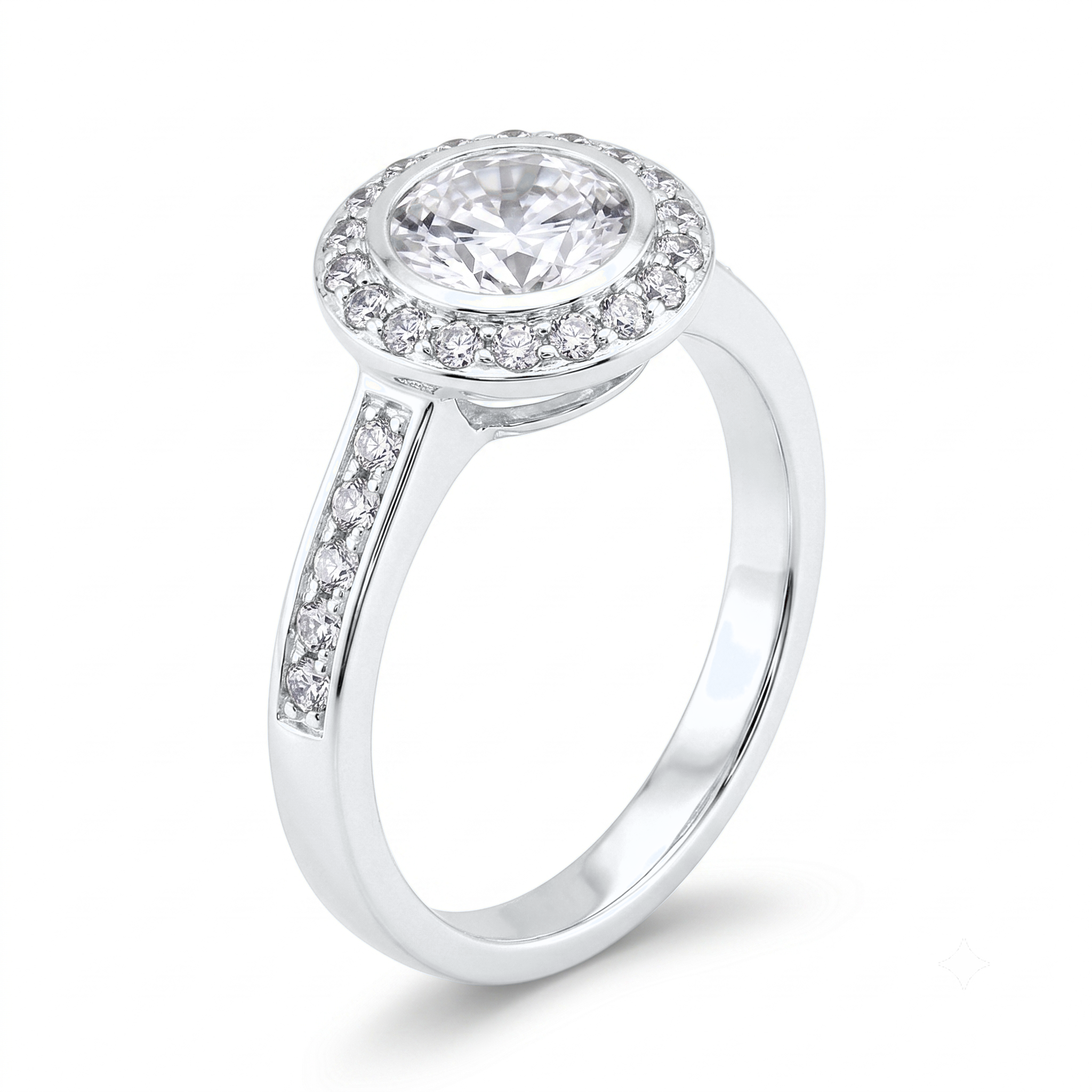 View 1 to 5 Carat Round Lab Grown Diamond Halo Engagement Ring in 14K Gold - ENR6407