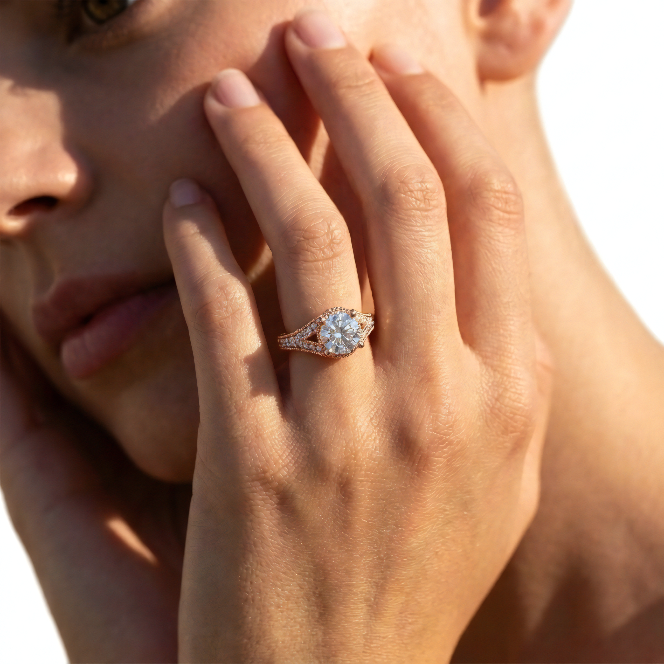 View 1 to 5 Carat Round Lab Grown Diamond Solitaire Engagement Ring in 14K Gold - ENR6789