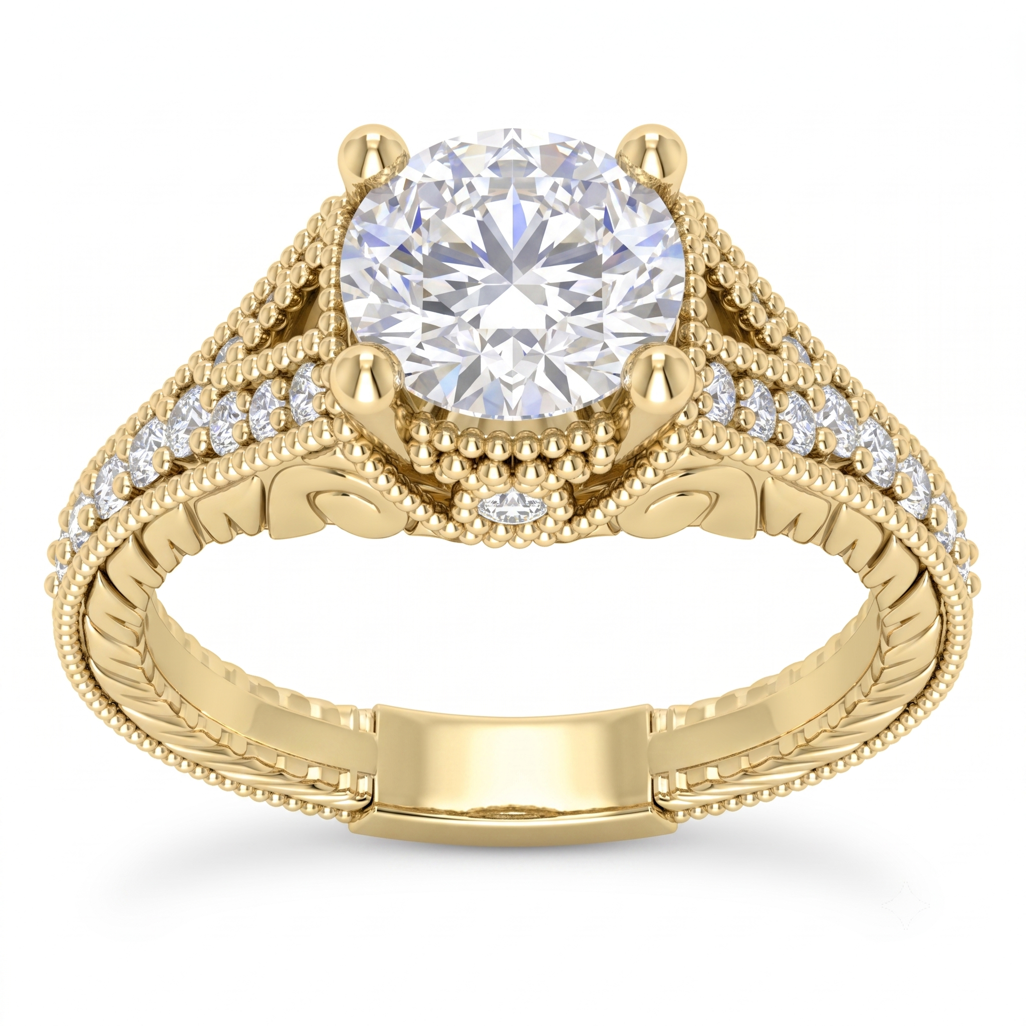 1 to 5 Carat Round Lab Grown Diamond Solitaire Engagement Ring in 14K Gold - ENR6789