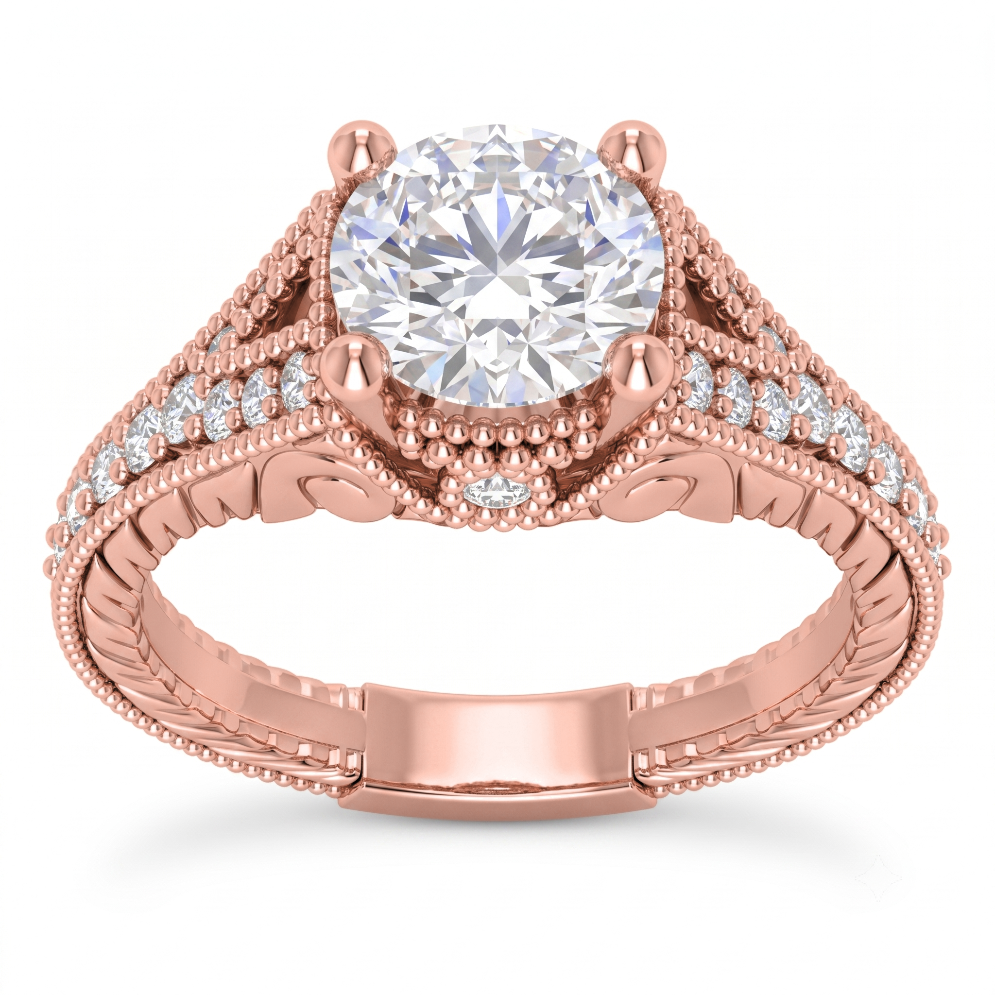View 1 to 5 Carat Round Lab Grown Diamond Solitaire Engagement Ring in 14K Gold - ENR6789