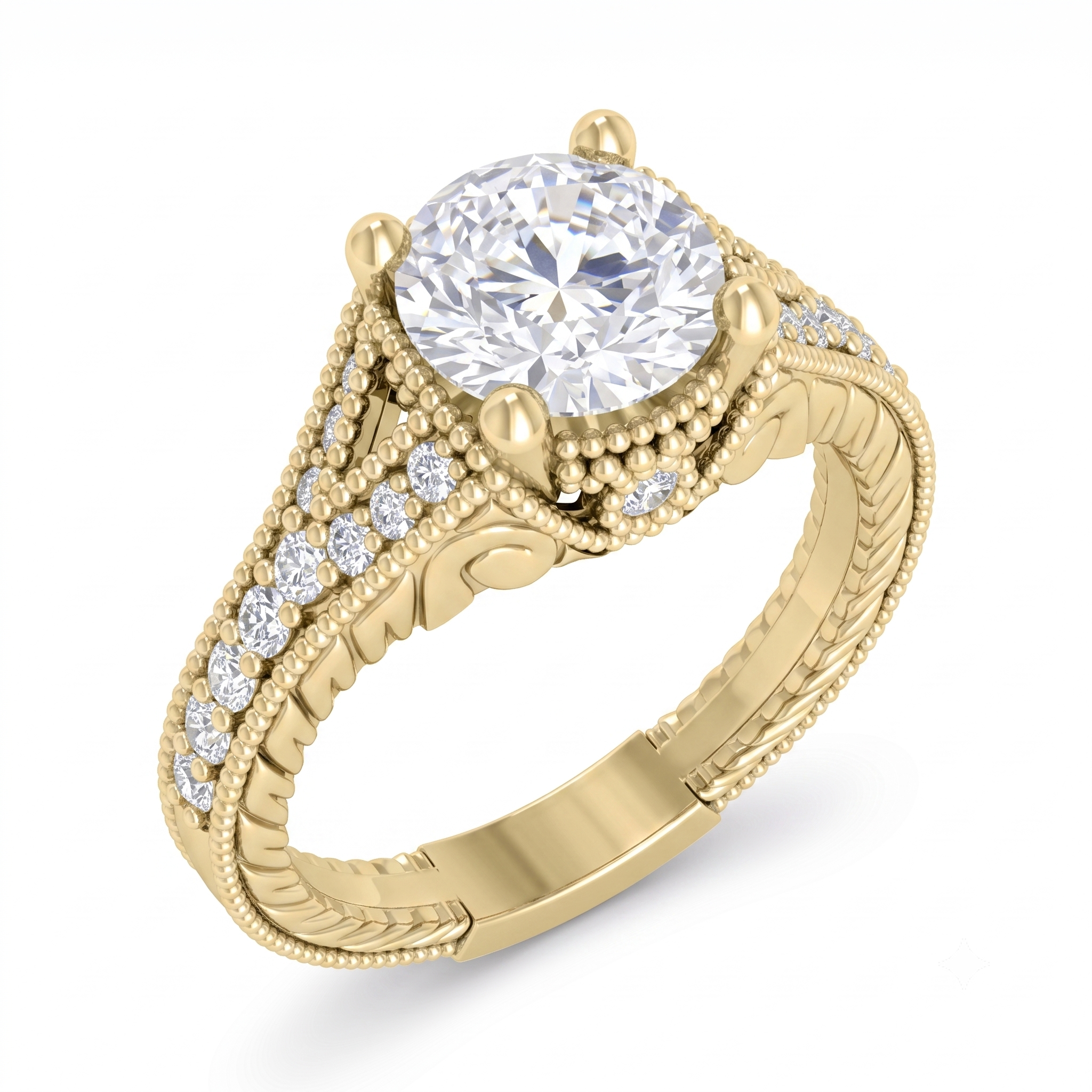 View 1 to 5 Carat Round Lab Grown Diamond Solitaire Engagement Ring in 14K Gold - ENR6789