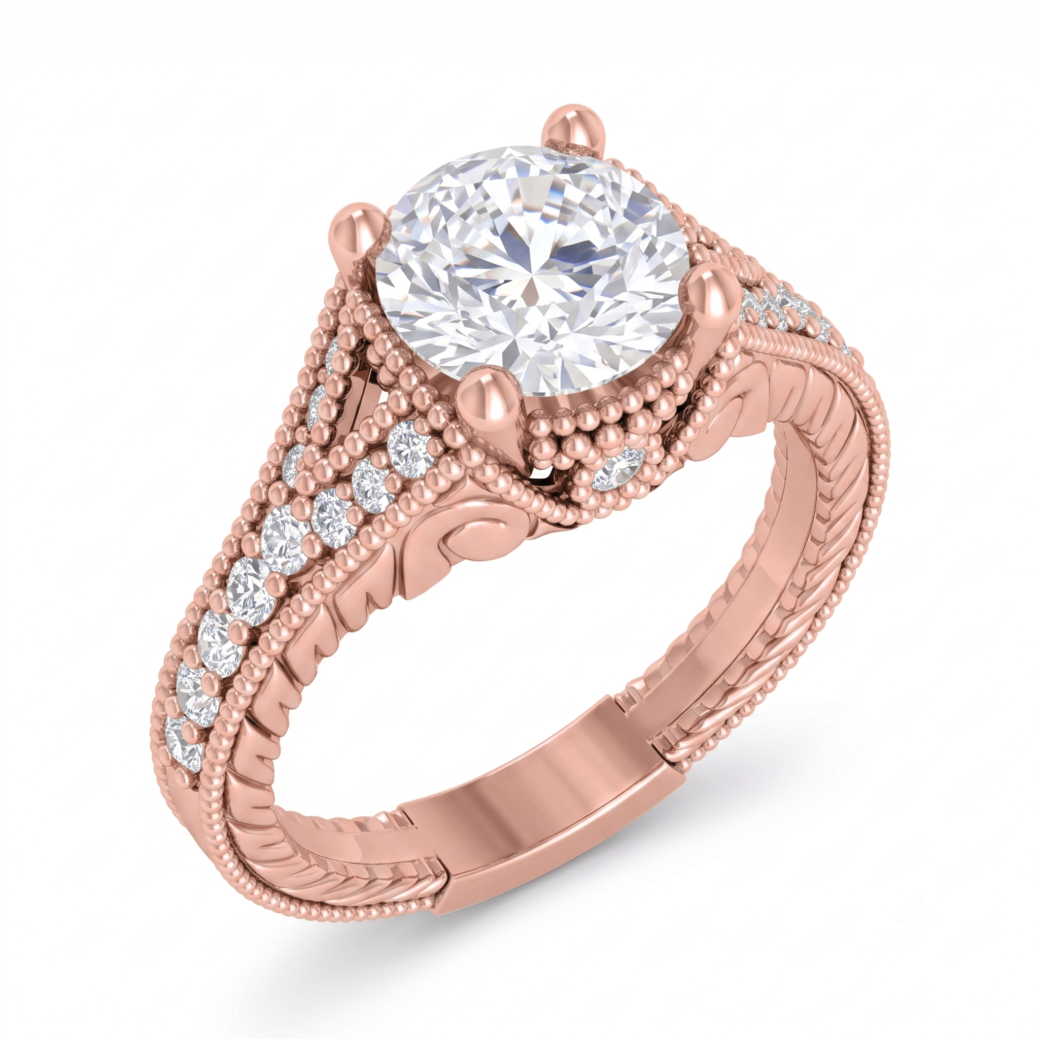 View 1 to 5 Carat Round Lab Grown Diamond Solitaire Engagement Ring in 14K Gold - ENR6789
