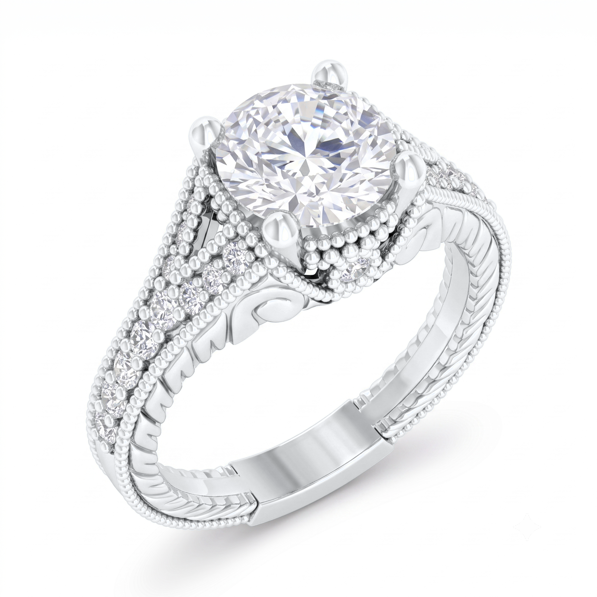 View 1 to 5 Carat Round Lab Grown Diamond Solitaire Engagement Ring in 14K Gold - ENR6789