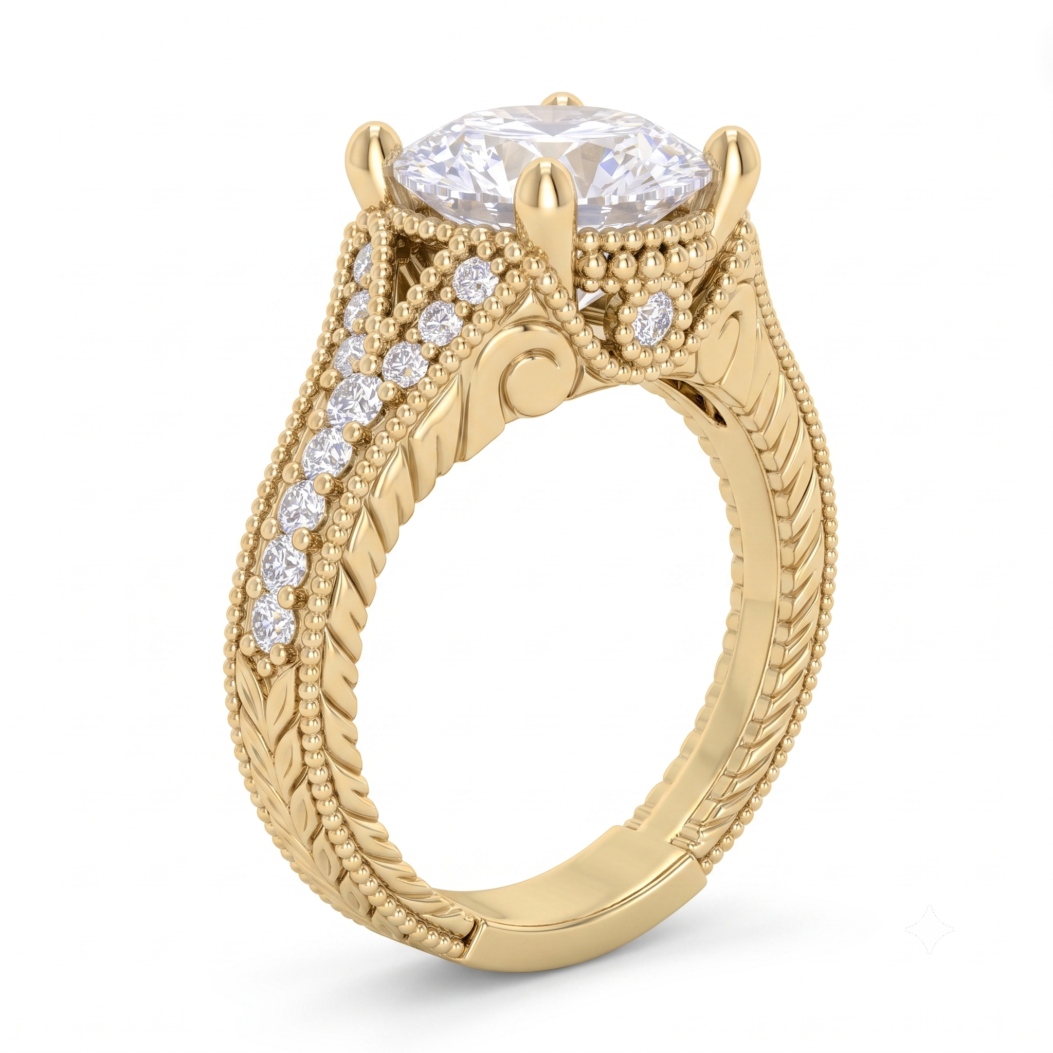 View 1 to 5 Carat Round Lab Grown Diamond Solitaire Engagement Ring in 14K Gold - ENR6789