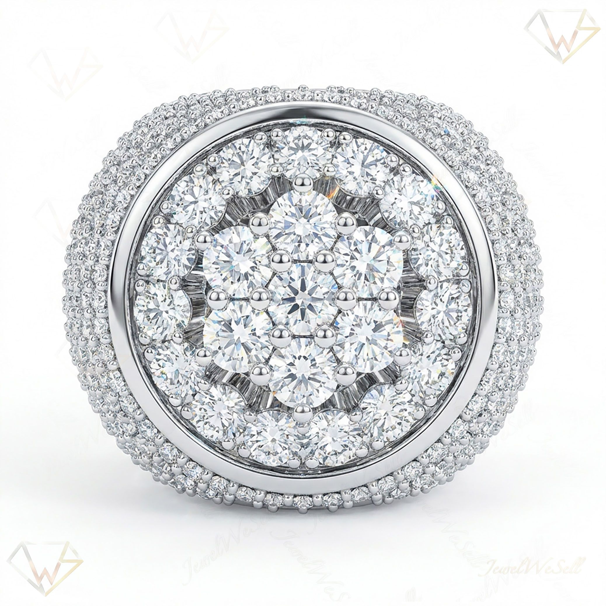 9.10 ct EF VS Lab Grown Diamond Mens Statement Ring in 10k White Gold _ Sz0875 100805