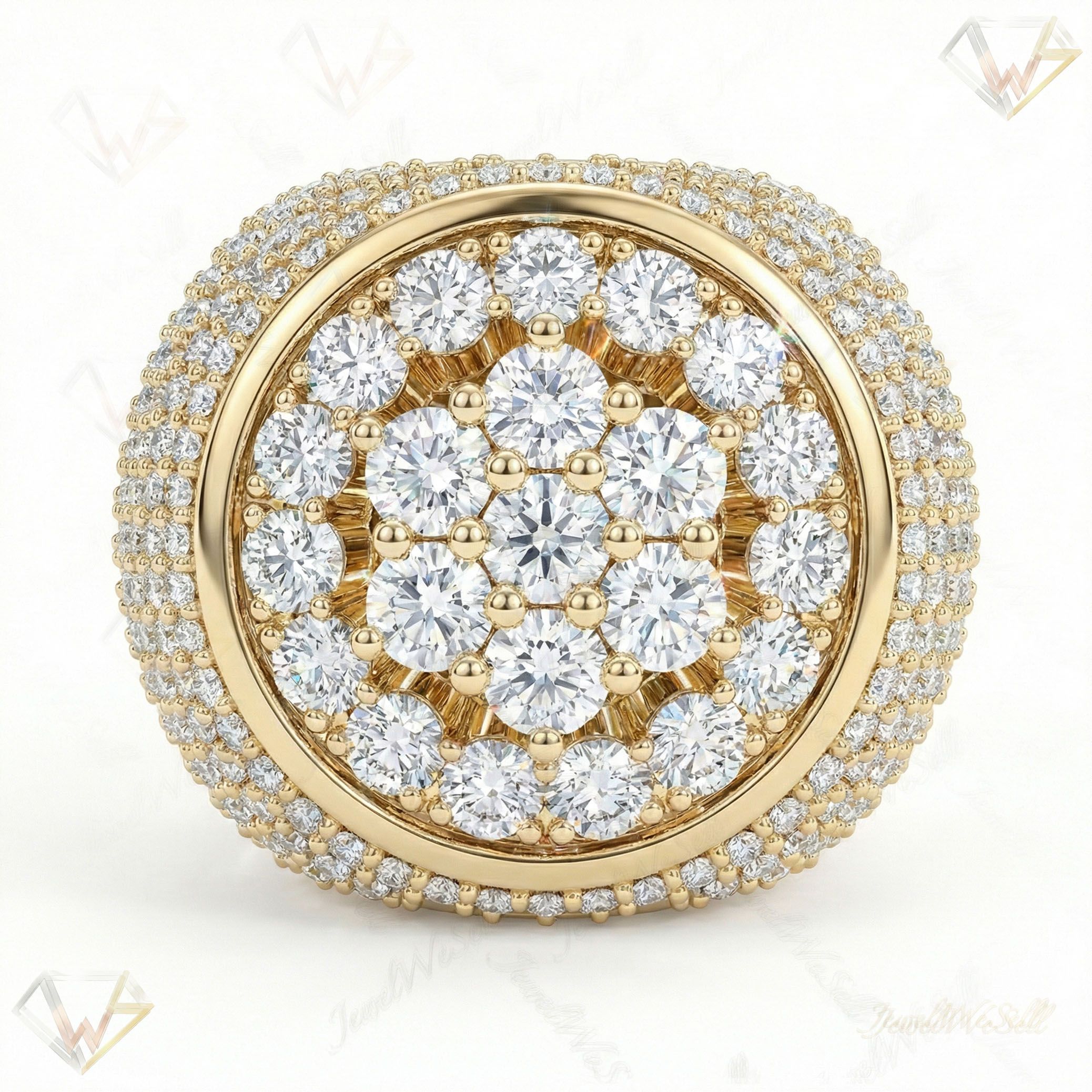 9.10 ct EF VS Lab Grown Diamond Mens Statement Ring in 10k Yellow Gold _ Sz0875 100805