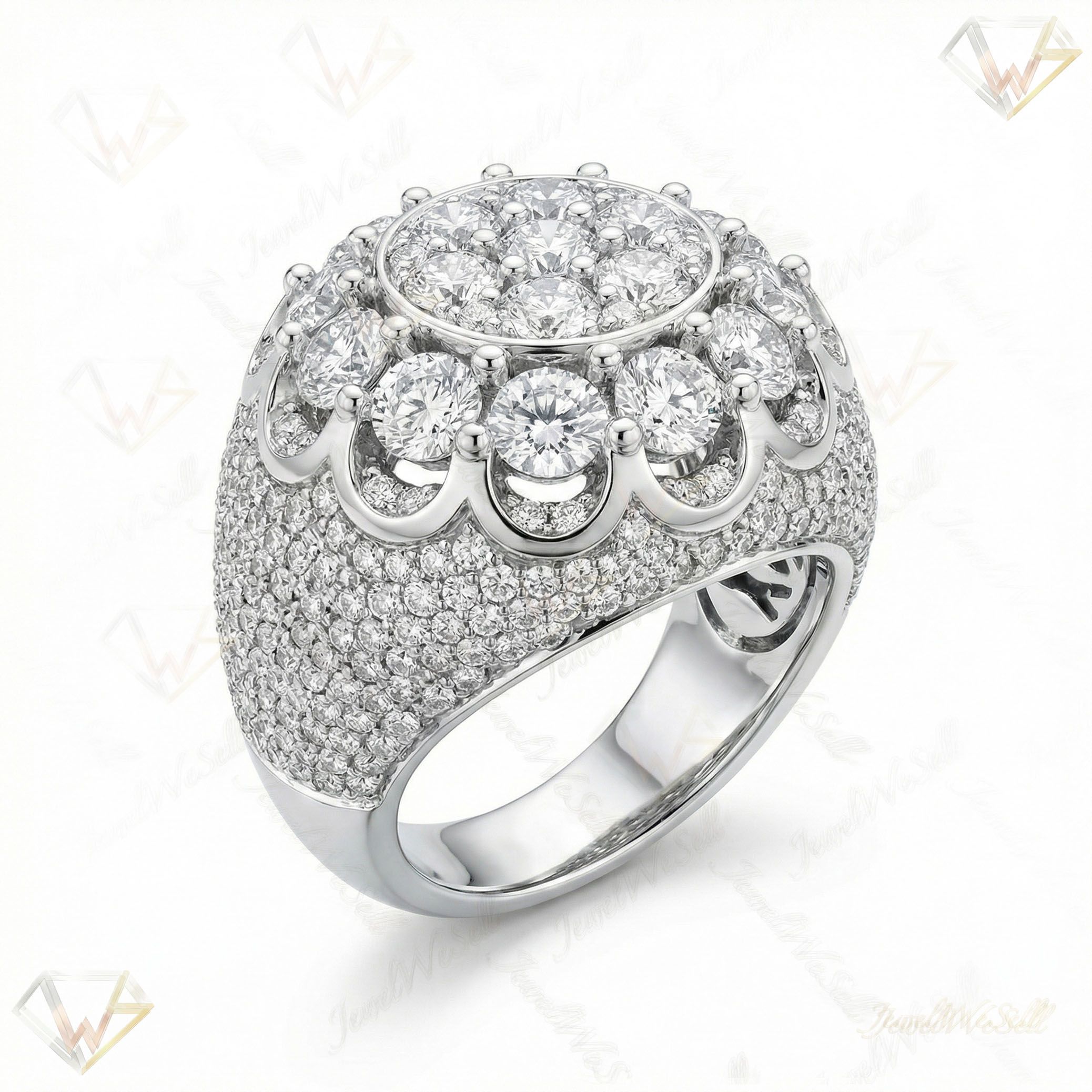 8.60 ct EF VS Lab Grown Diamond Mens Statement Ring in 10k White Gold _ Sz0900 100838