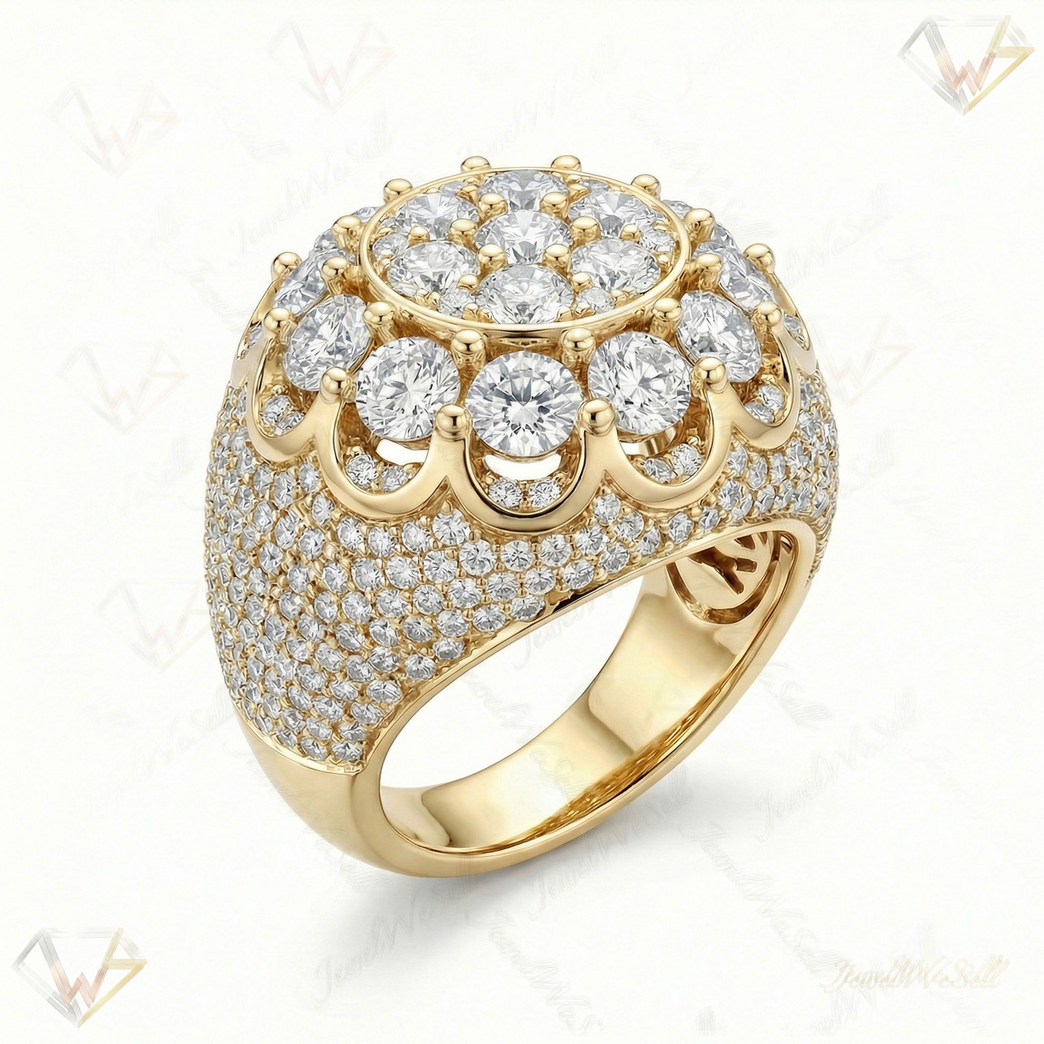 8.60 ct EF VS Lab Grown Diamond Mens Statement Ring in 14k Yellow Gold _ Sz1025 100838