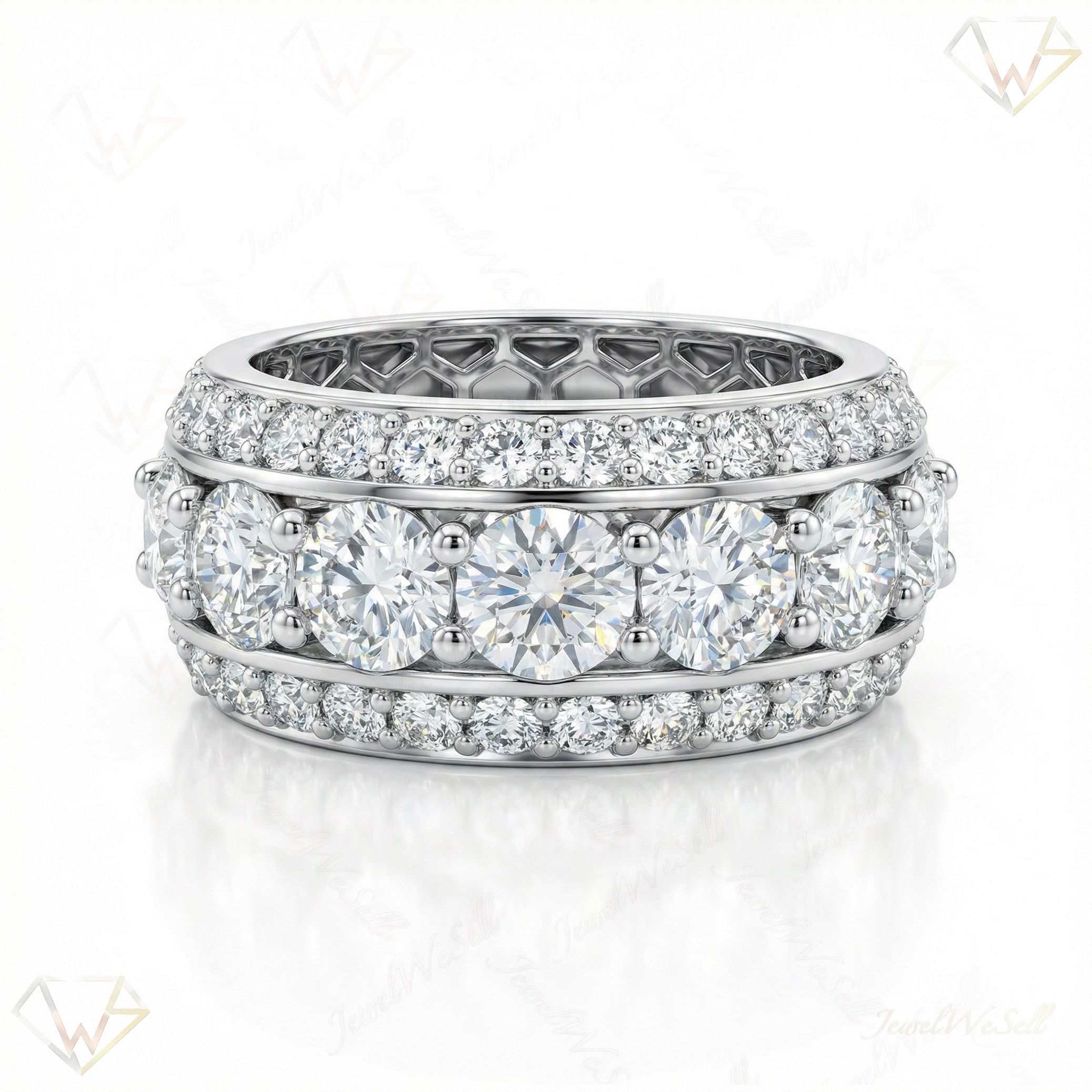6.50 ct EF VS Lab Grown Diamond Mens Wedding Band in 14k White Gold _ Sz0450 100847