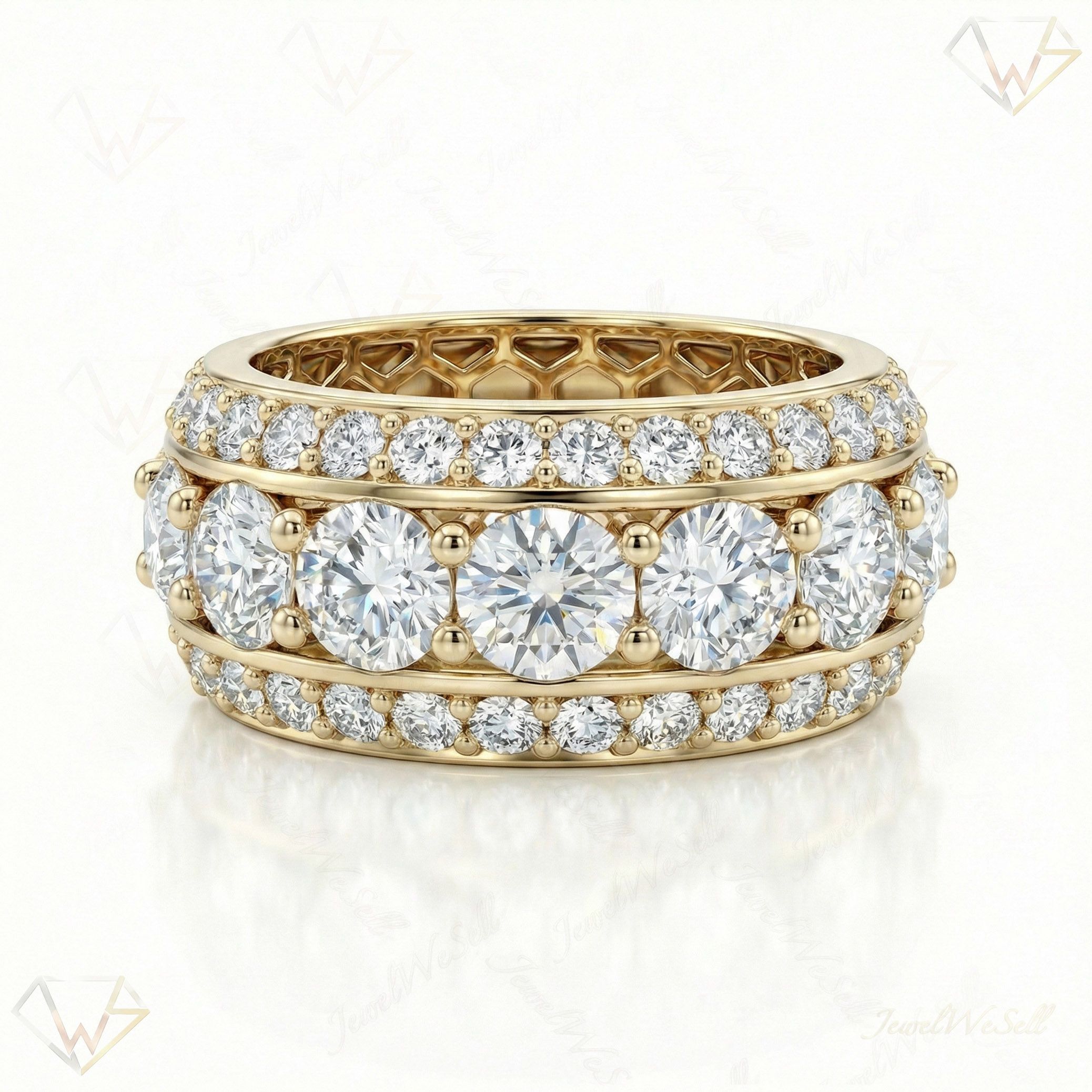 6.50 ct EF VS Lab Grown Diamond Mens Wedding Band in 10k Yellow Gold _ Sz0700 100847