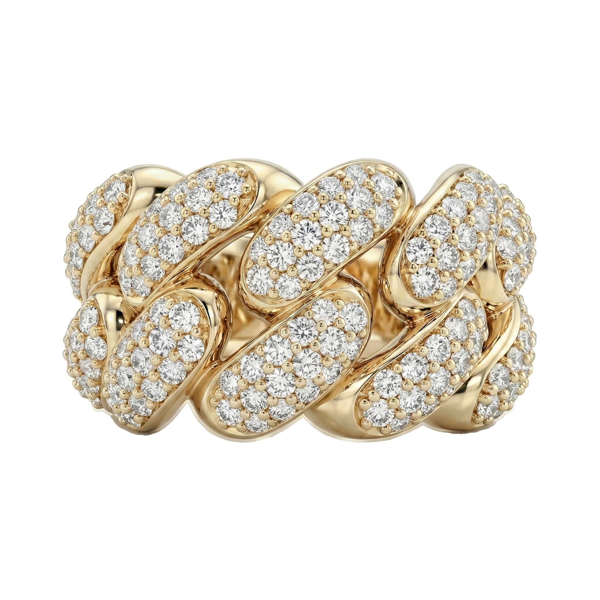 4.80 ct EF VS Lab Grown Diamond Mens Cuban Ring in 14k Yellow Gold _ Sz0875 100860