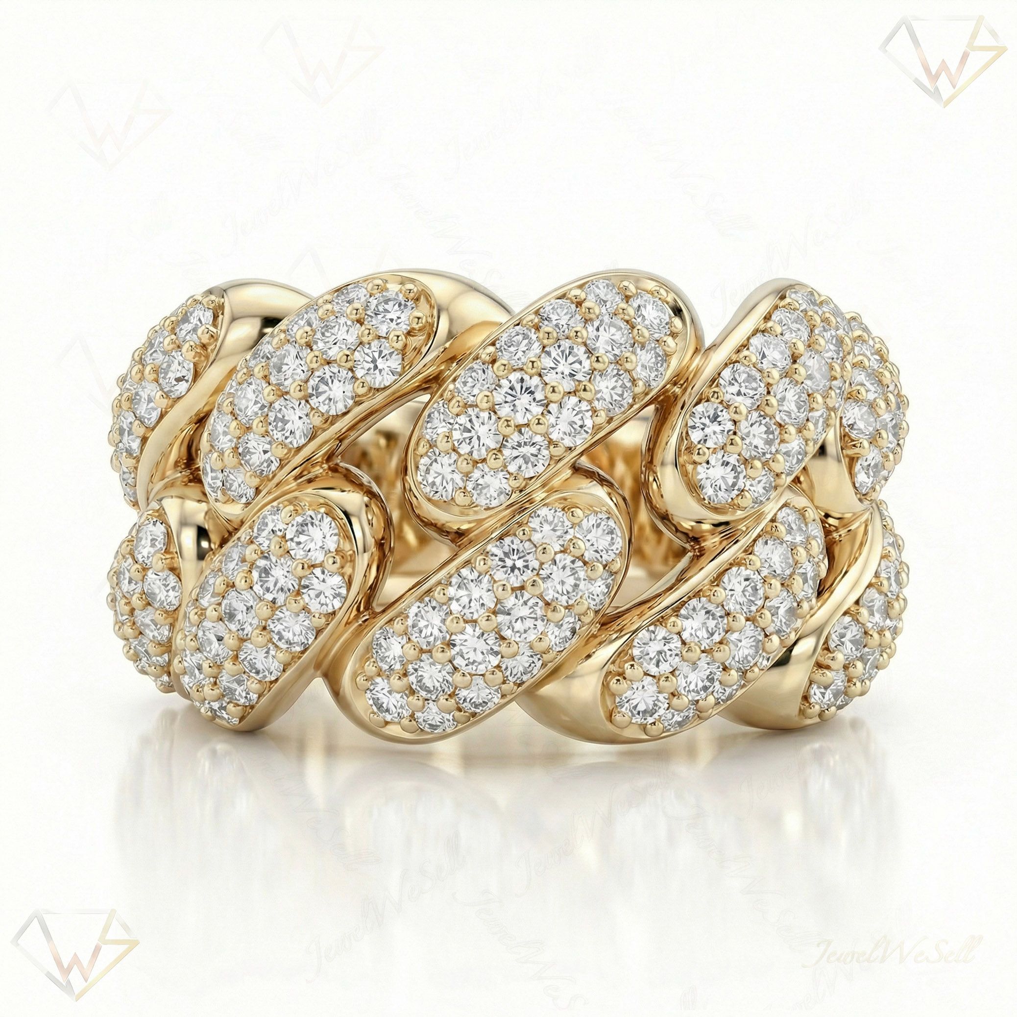 4.80 ct EF VS Lab Grown Diamond Mens Cuban Ring in 10k Yellow Gold _ Sz0400 100860