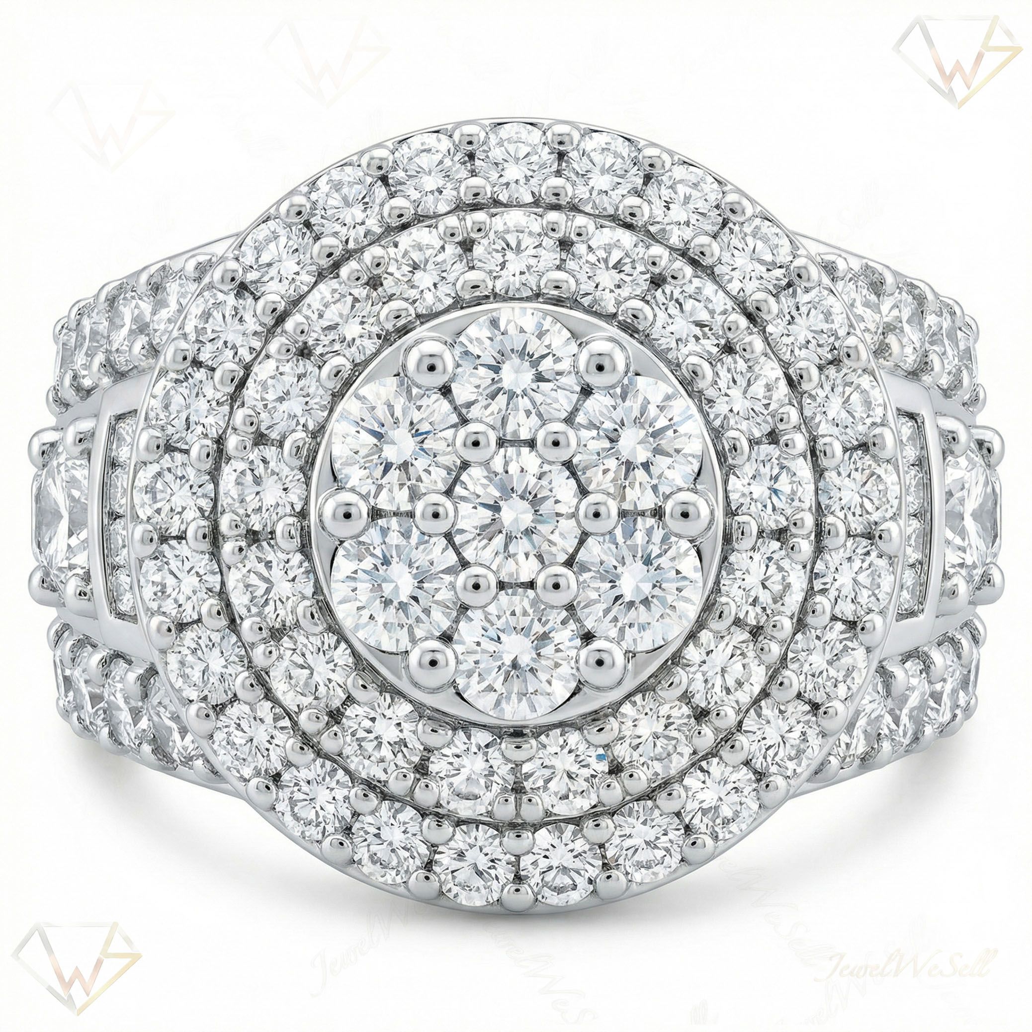 3.66 ct EF VS Lab Grown Diamond Mens Statement Ring in 10k White Gold _ Sz0425 100864