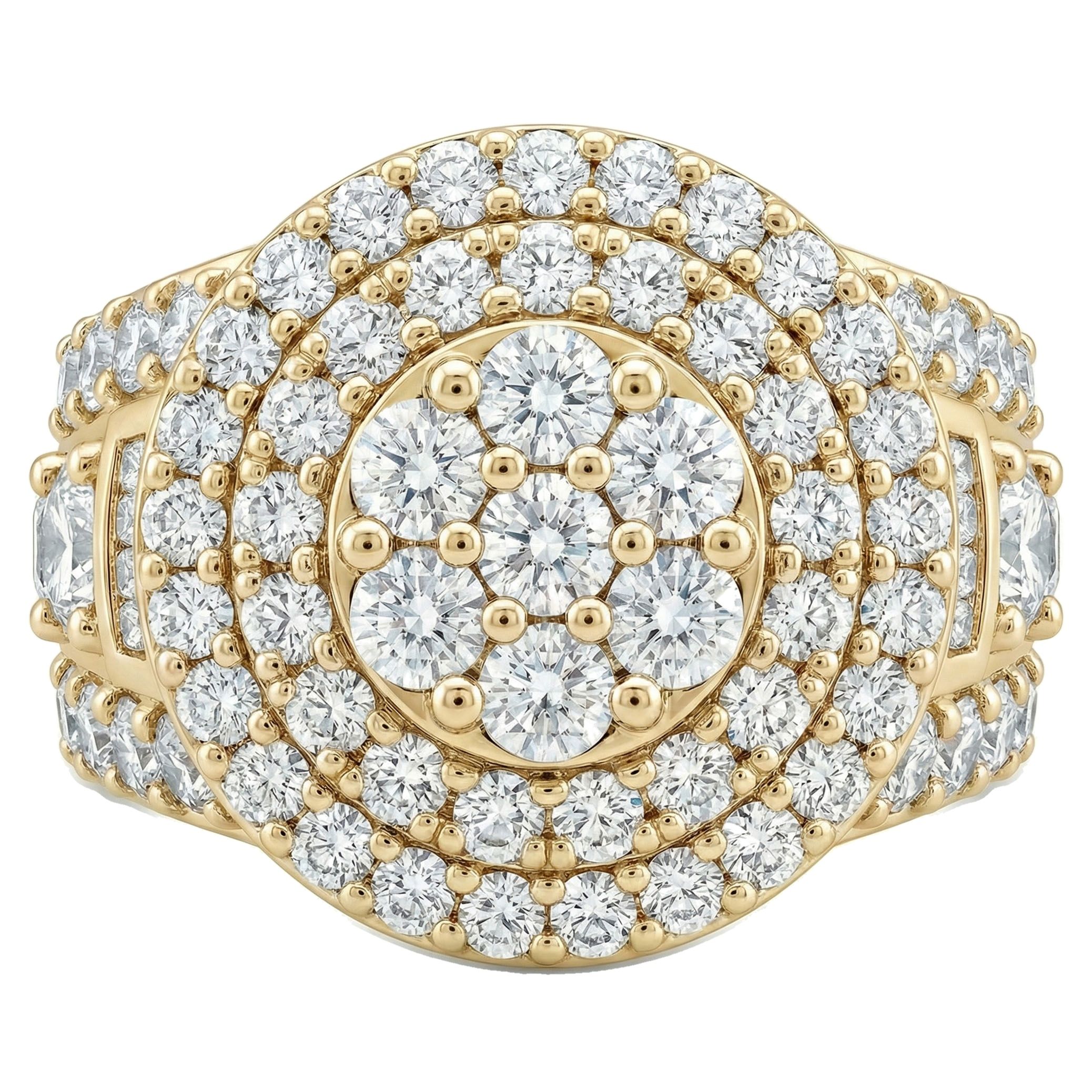 3.66 ct EF VS Lab Grown Diamond Mens Statement Ring in 14k Yellow Gold _ Sz0450 100864