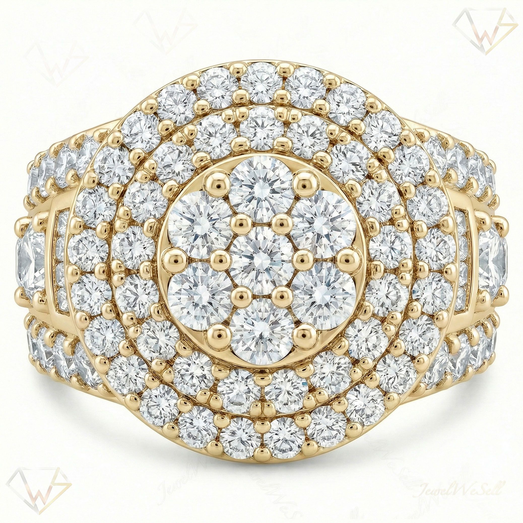 3.66 ct EF VS Lab Grown Diamond Mens Statement Ring in 10k Yellow Gold _ Sz0425 100864