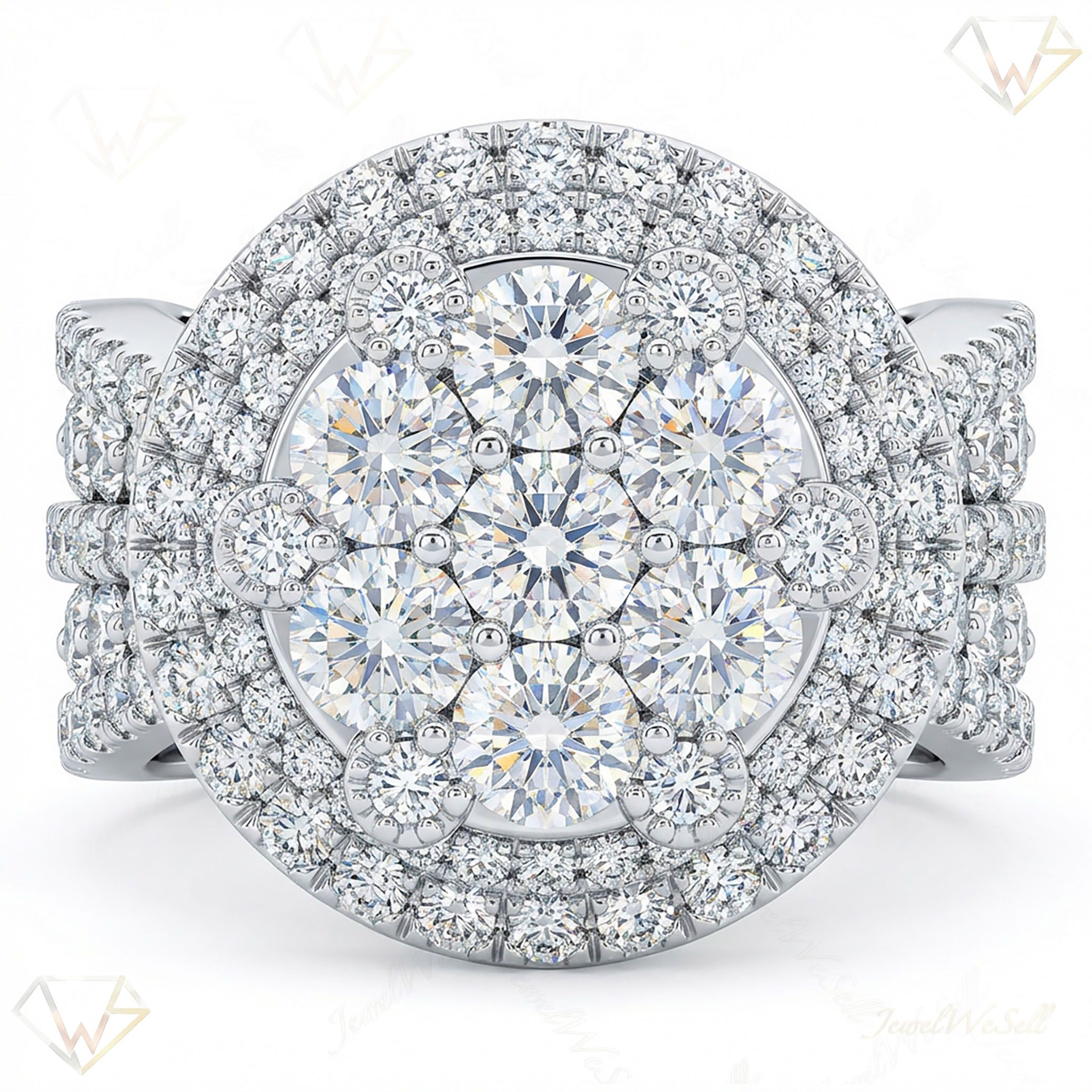 4.40 ct EF VS Lab Grown Diamond Mens Statement Ring in 14k White Gold _ Sz0400 100871