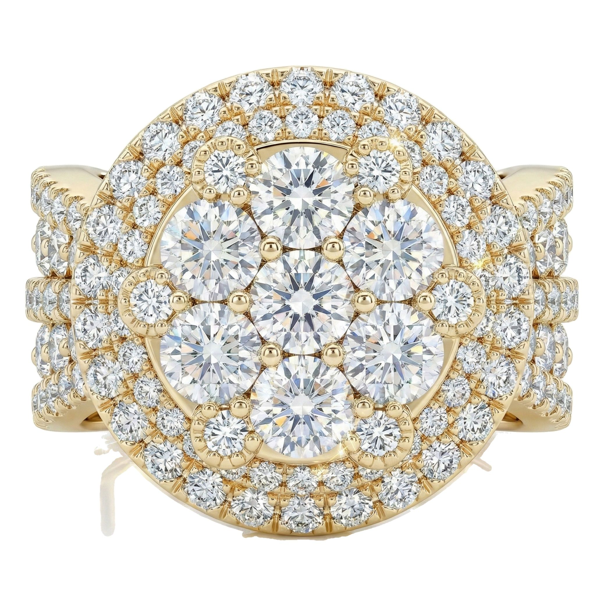 4.40 ct EF VS Lab Grown Diamond Mens Statement Ring in 14k Yellow Gold _ Sz0525 100871