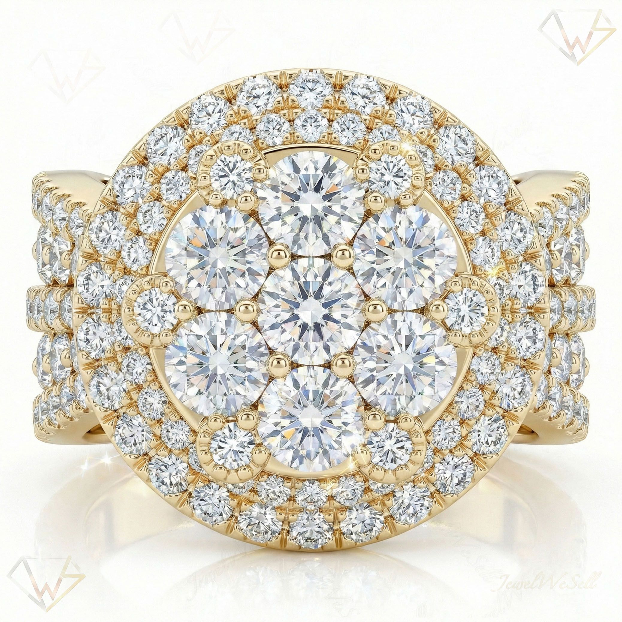 4.40 ct EF VS Lab Grown Diamond Mens Statement Ring in 10k Yellow Gold _ Sz0450 100871