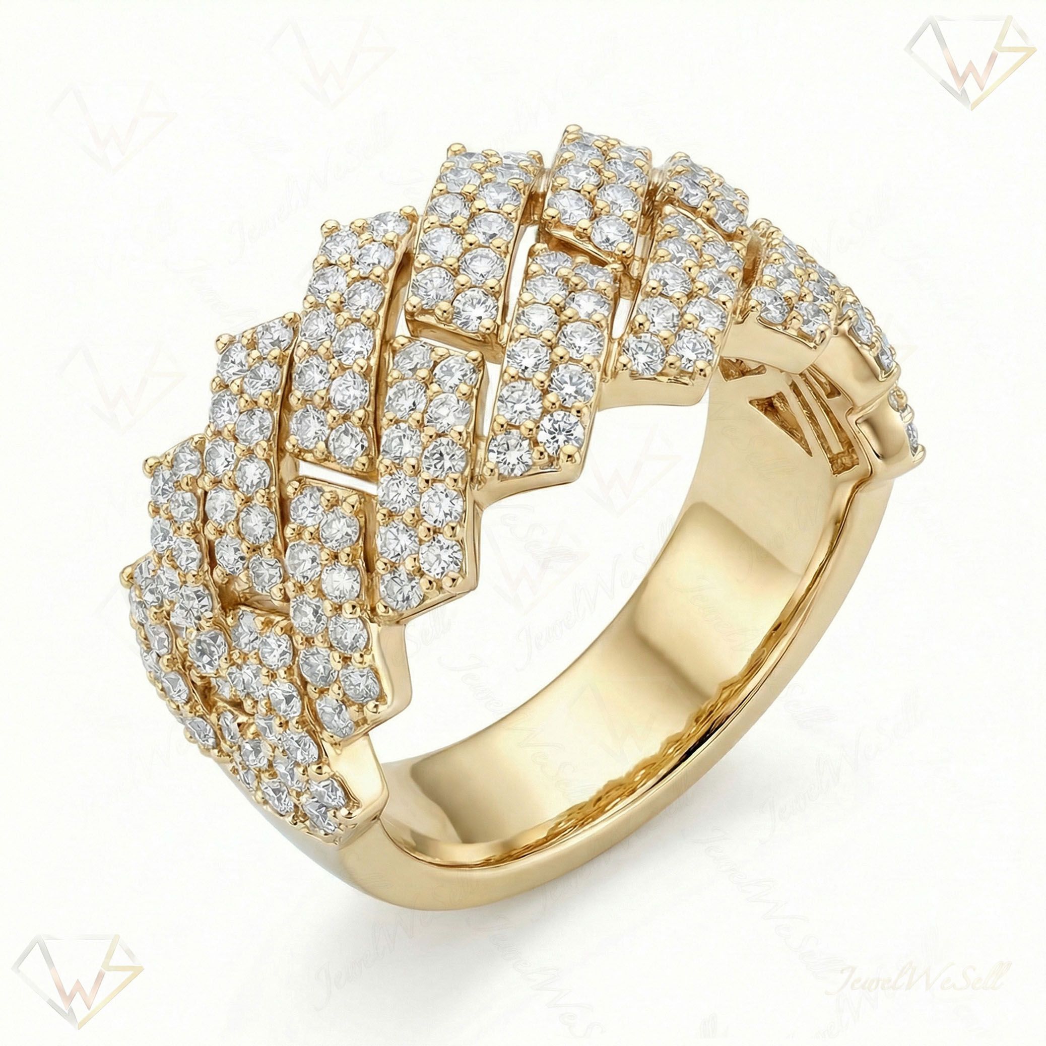 1.50 ct EF VS Lab Grown Diamond Mens Cuban Ring in 10k Yellow Gold _ Sz0425 100882