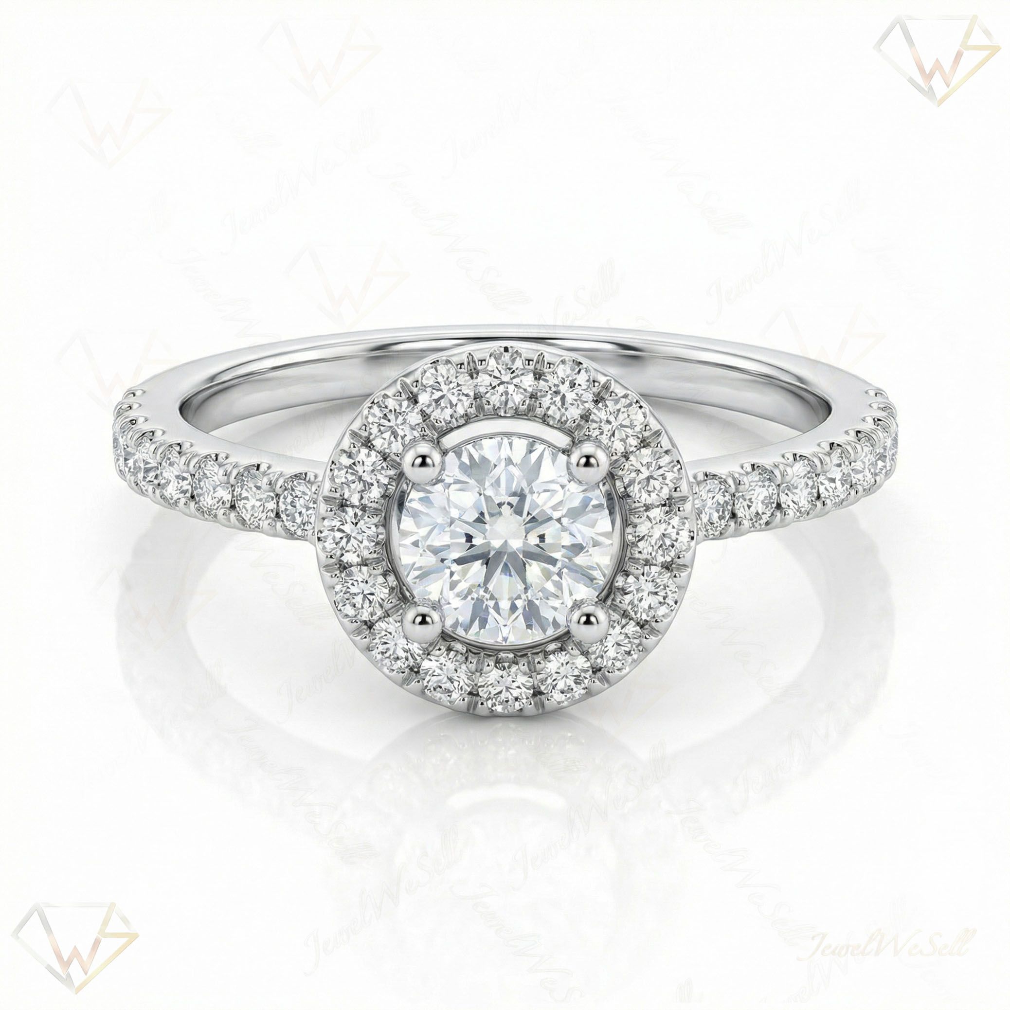 1.90 ct EF VS Lab Grown Diamond Halo Engagement Set in 10k White Gold _ Sz0475 100885