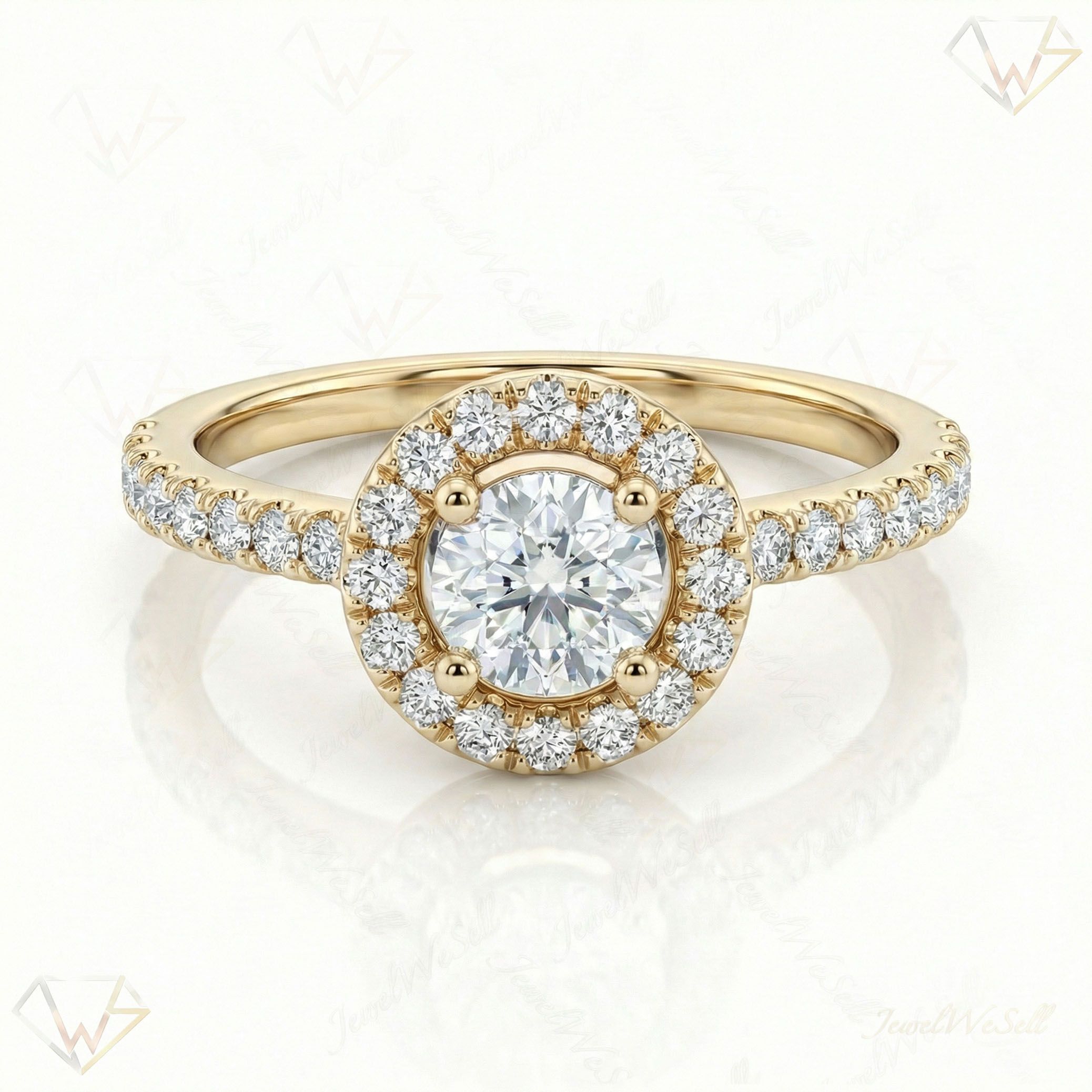 1.90 ct EF VS Lab Grown Diamond Halo Engagement Set in 10k Yellow Gold _ Sz0475 100885