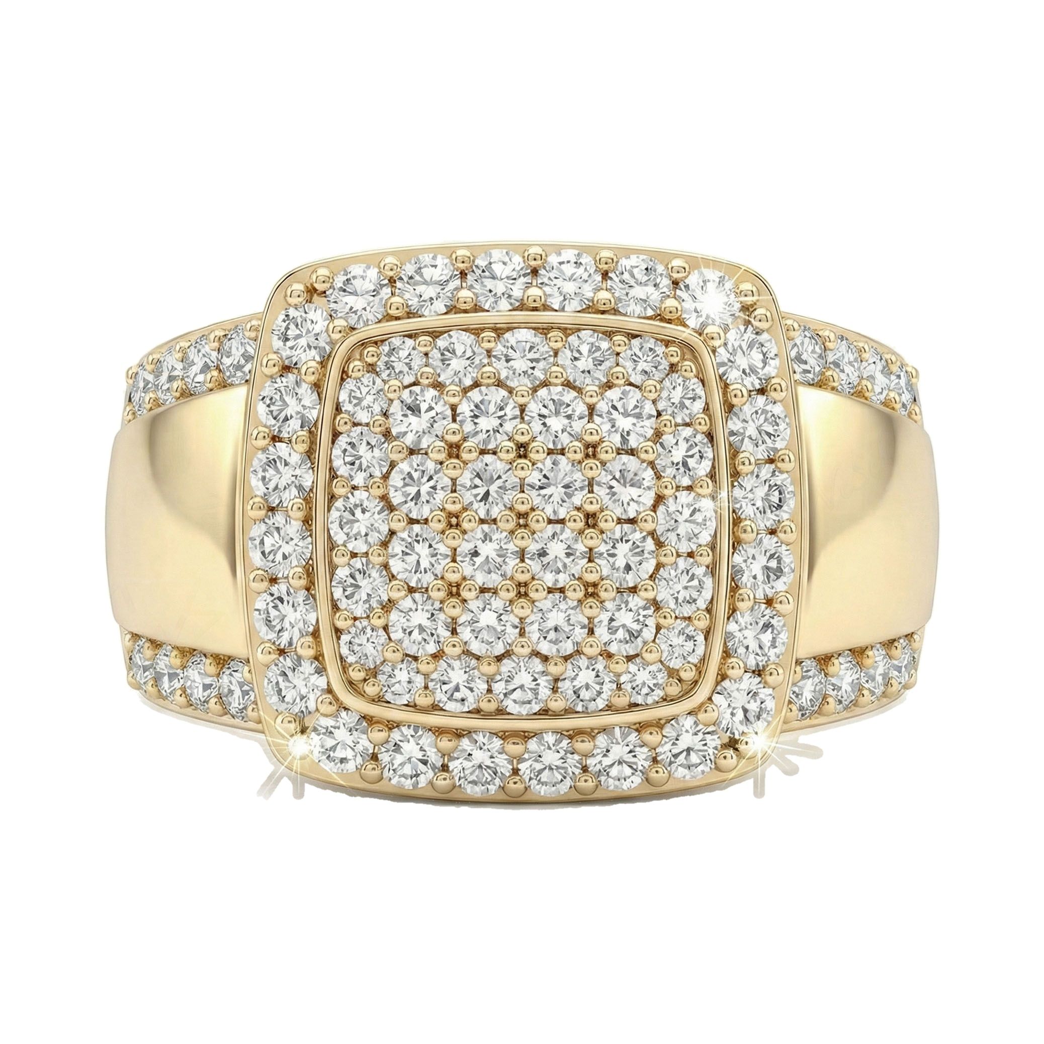 2.50 ct EF VS Lab Grown Diamond Mens Statement Ring in 14k Yellow Gold _ Sz1275 100907