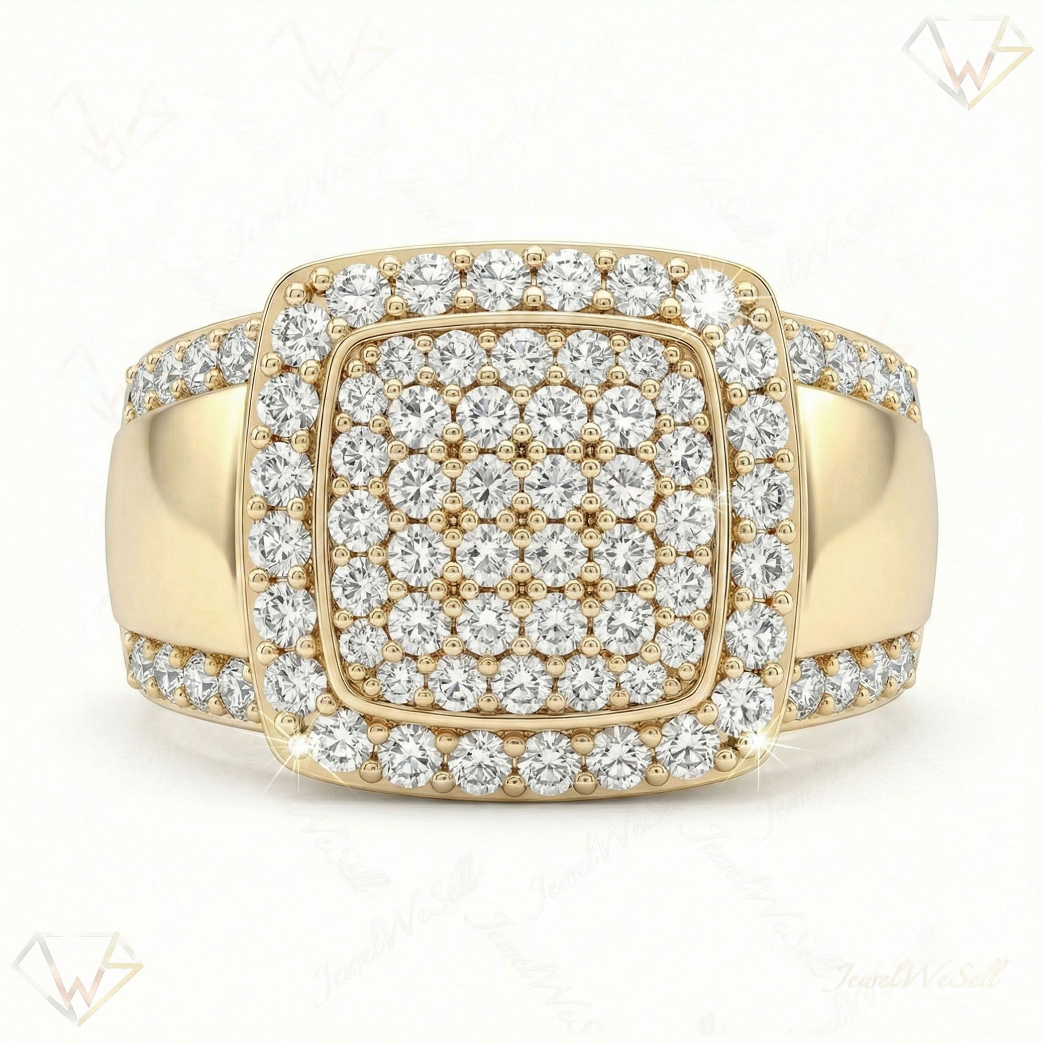 2.50 ct EF VS Lab Grown Diamond Mens Statement Ring in 10k Yellow Gold _ Sz0850 100907