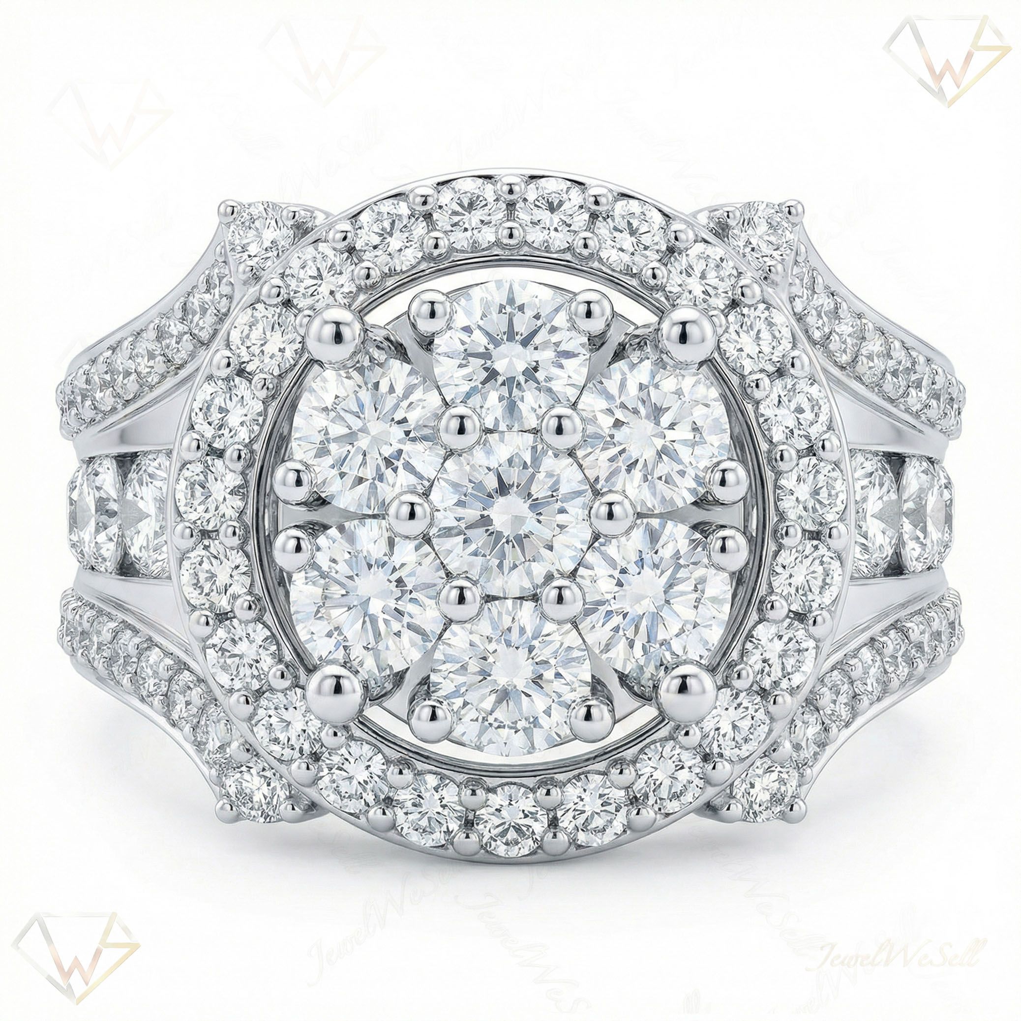 3.60 ct EF VS Lab Grown Diamond Mens Statement Ring in 10k White Gold _ Sz0450 100909