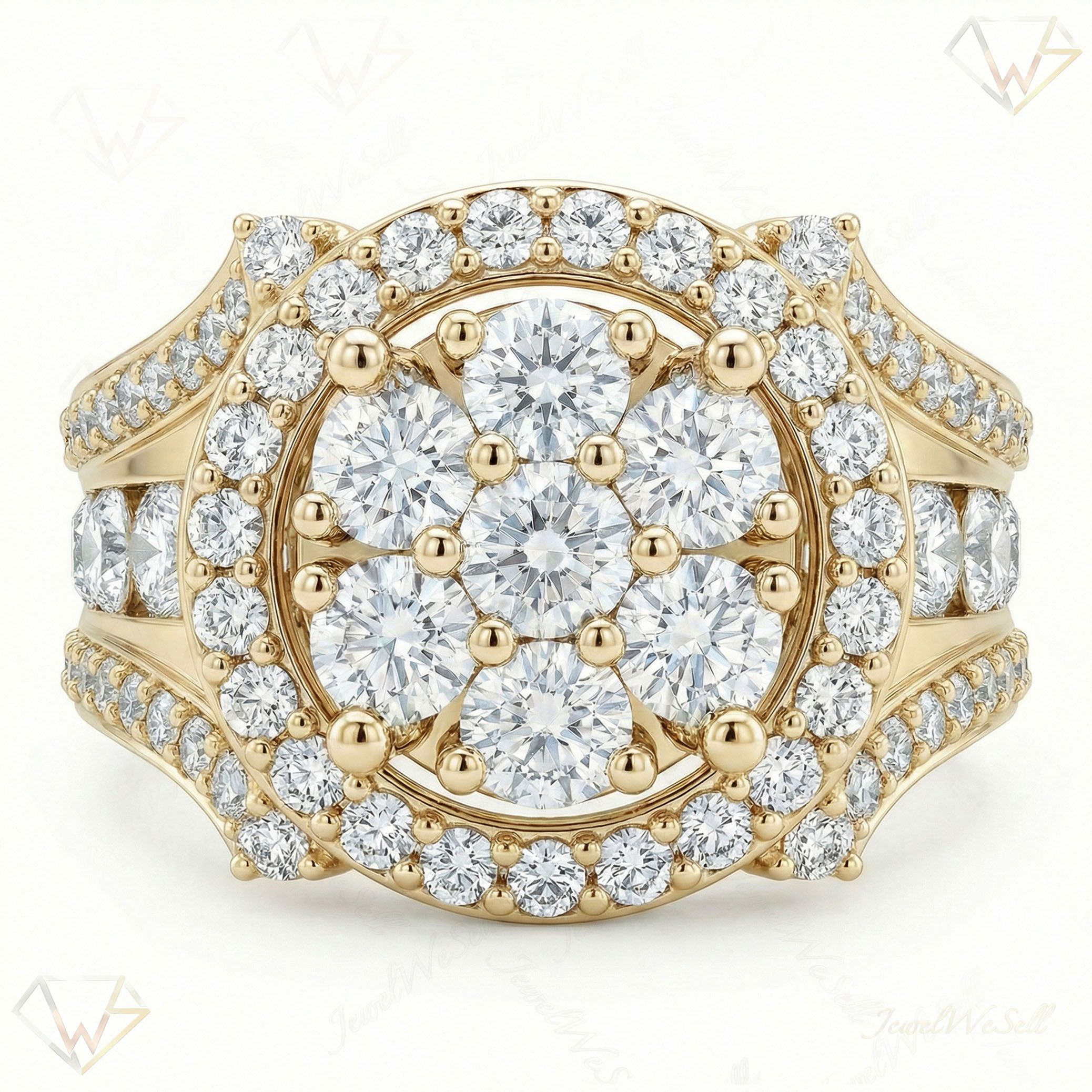 3.60 ct EF VS Lab Grown Diamond Mens Statement Ring in 14k Yellow Gold _ Sz0600 100909