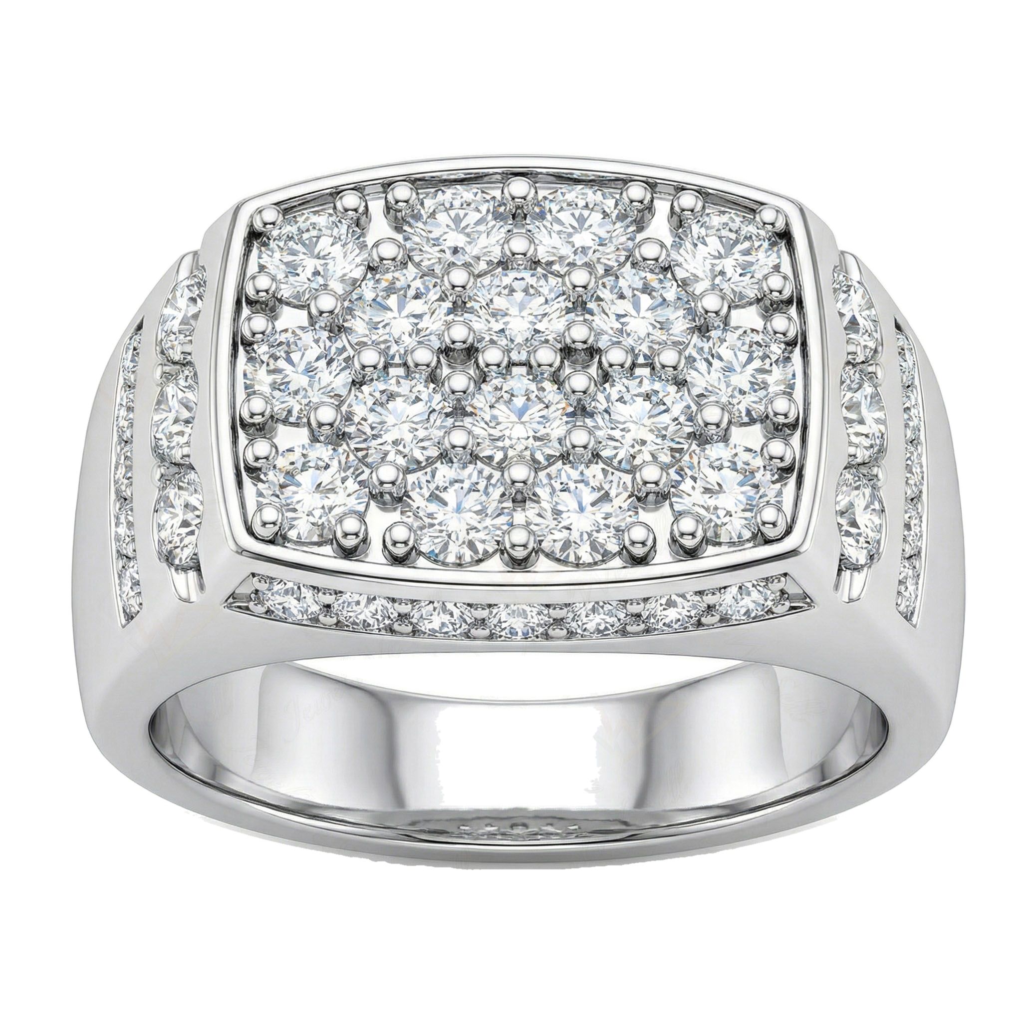 2.90 ct EF VS Lab Grown Diamond Mens Statement Ring in 10k White Gold _ Sz1275 100912