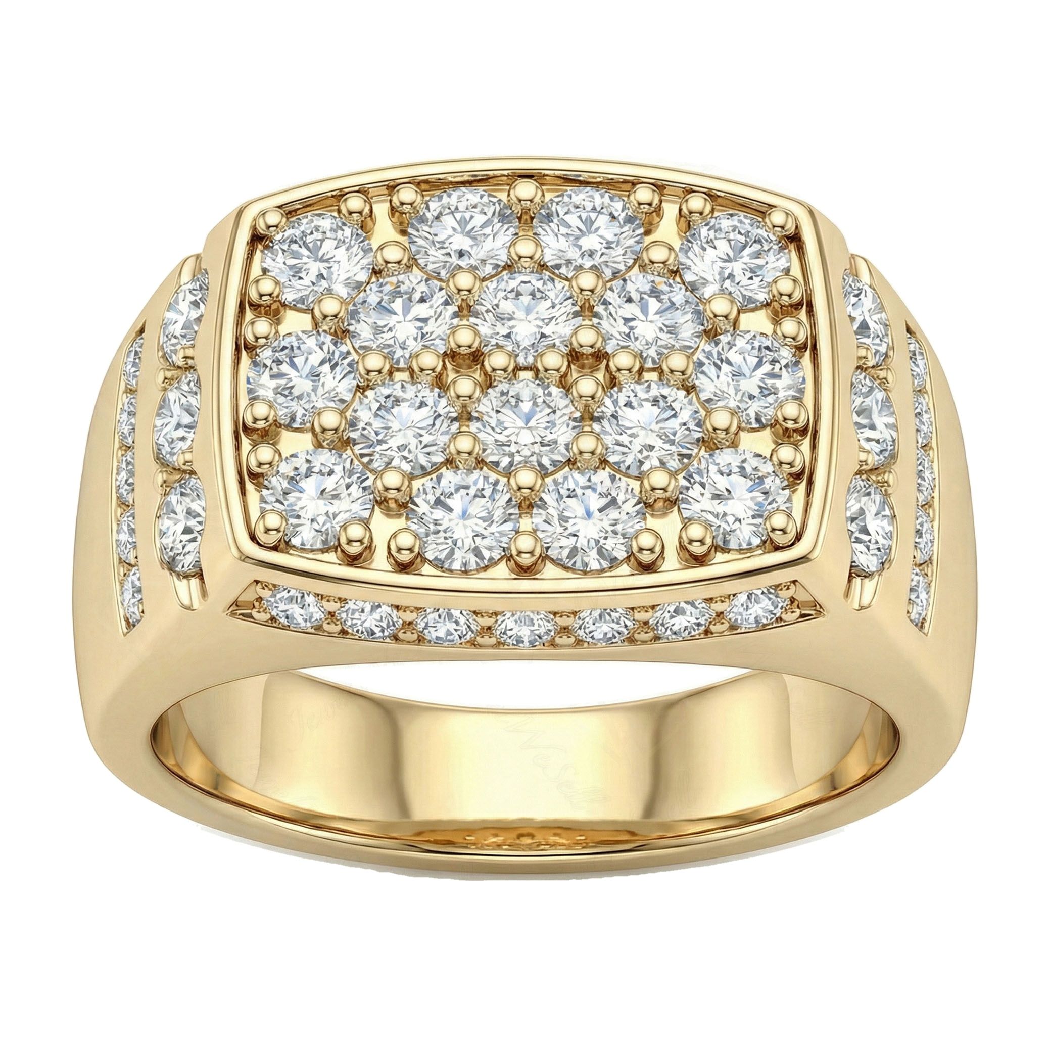 2.90 ct EF VS Lab Grown Diamond Mens Statement Ring in 14k Yellow Gold _ Sz1150 100912