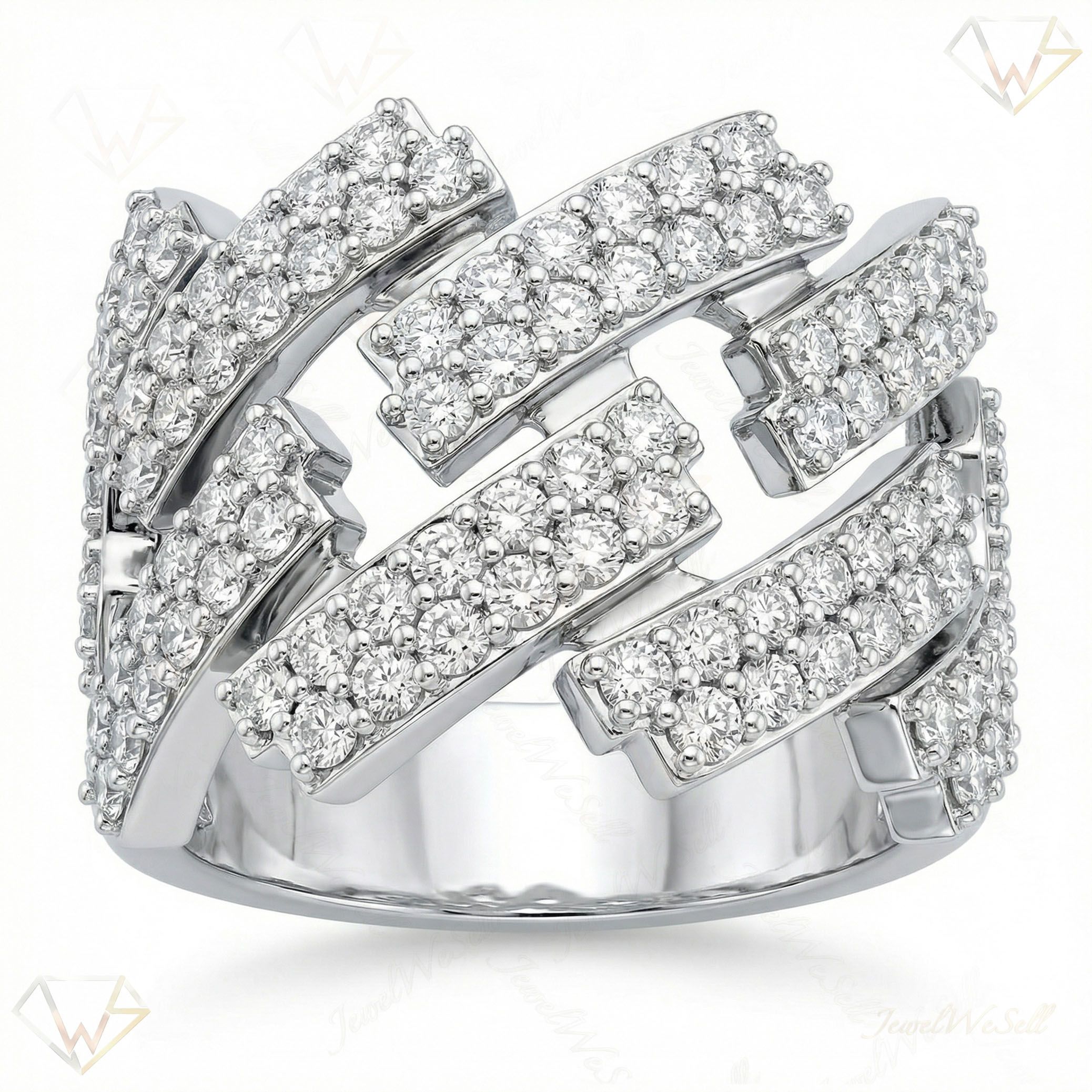 2.50 ct EF VS Lab Grown Diamond Mens Cuban Ring in 10k White Gold _ Sz0800 100917