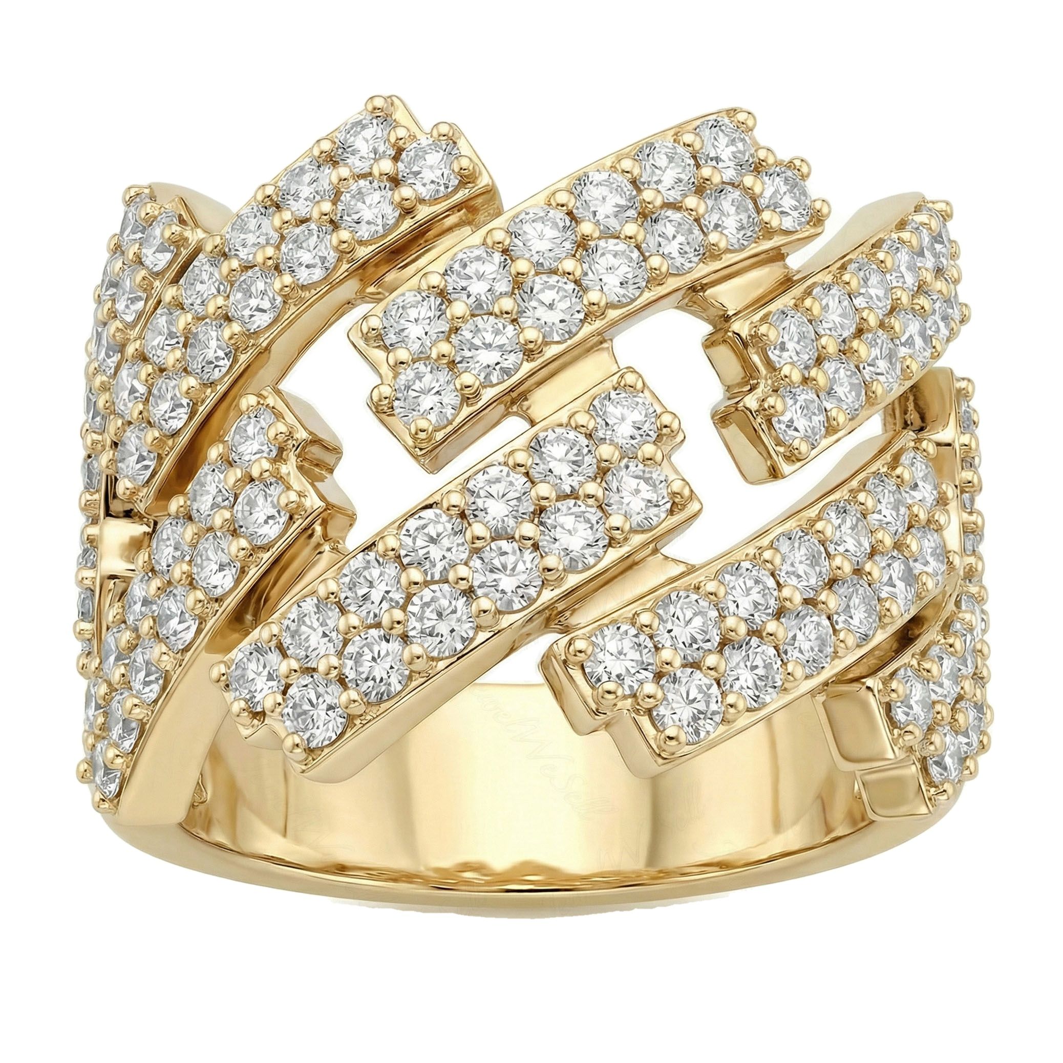 2.50 ct EF VS Lab Grown Diamond Mens Cuban Ring in 10k Yellow Gold _ Sz0900 100917