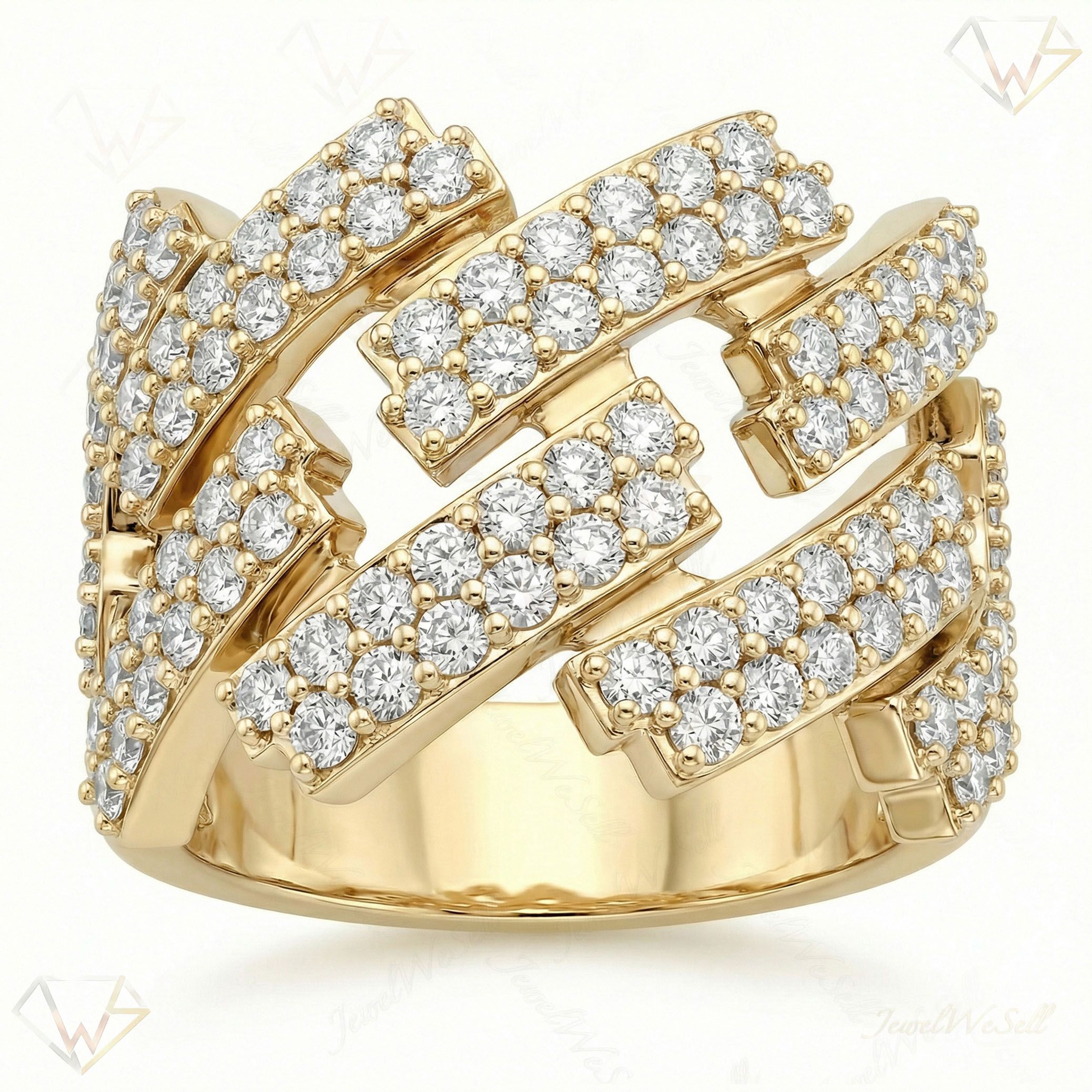 2.50 ct EF VS Lab Grown Diamond Mens Cuban Ring in 14k Yellow Gold _ Sz0850 100917