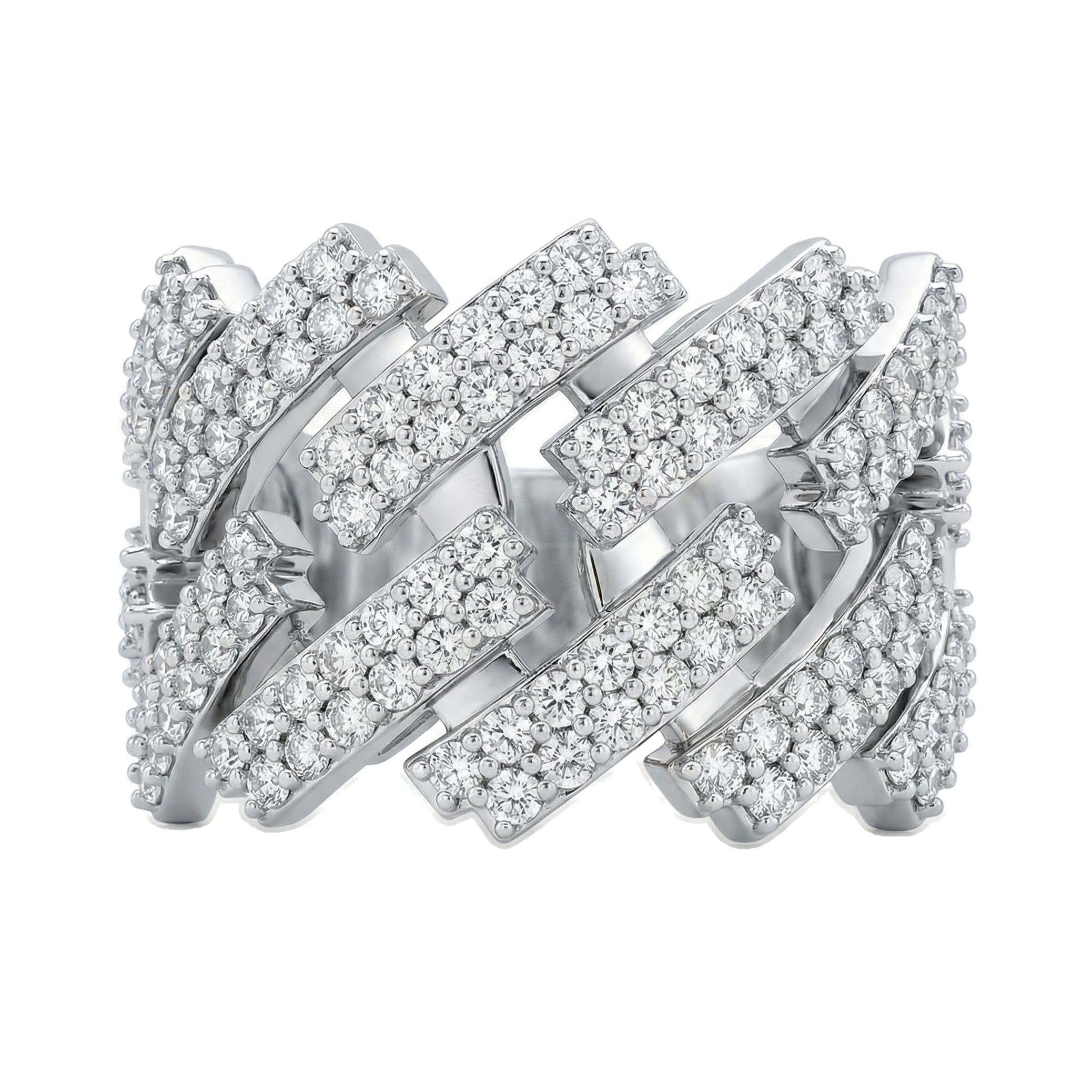 1.60 ct EF VS Lab Grown Diamond Mens Cuban Ring in 10k White Gold _ Sz0400 100918