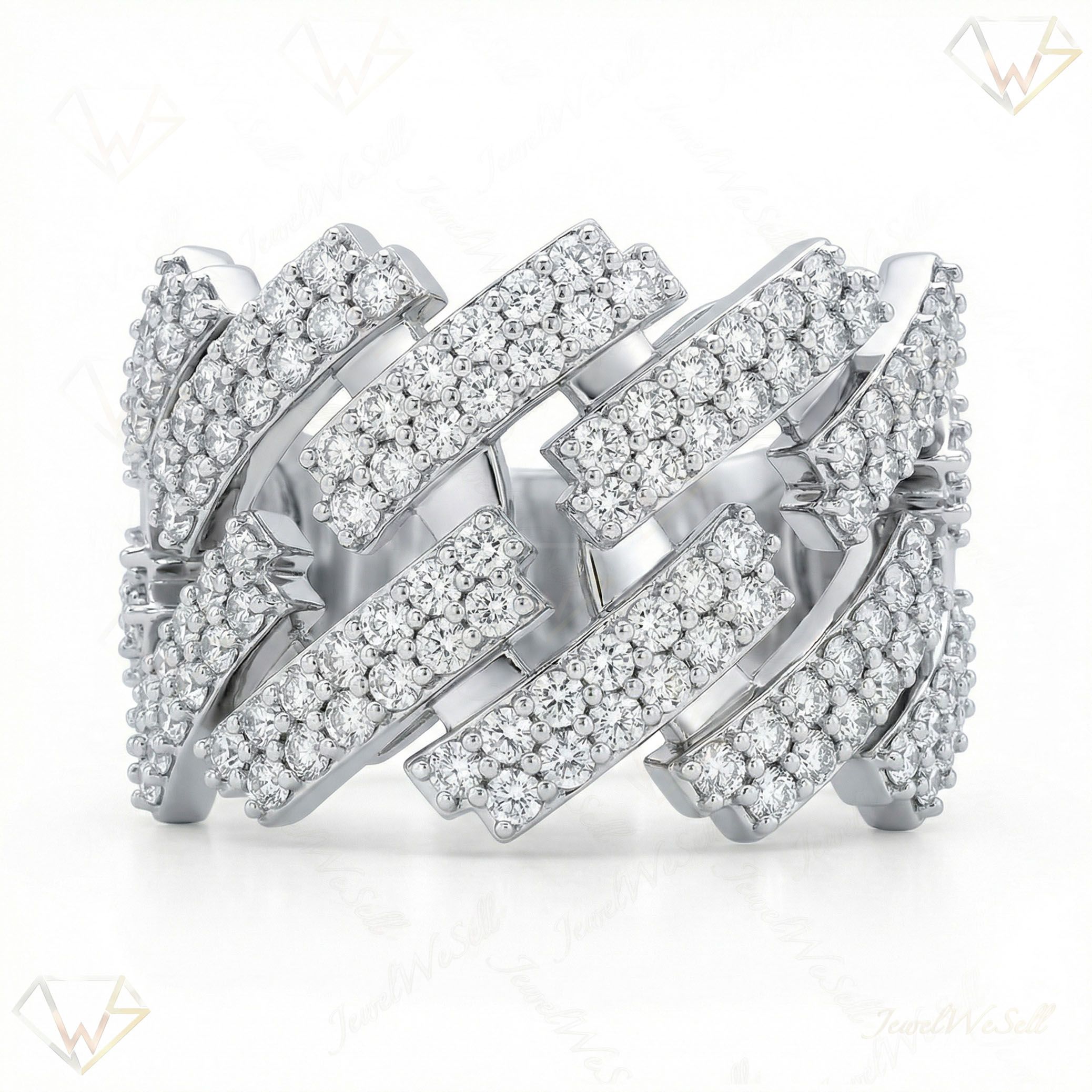 1.60 ct EF VS Lab Grown Diamond Mens Cuban Ring in 14k White Gold _ Sz0675 100918