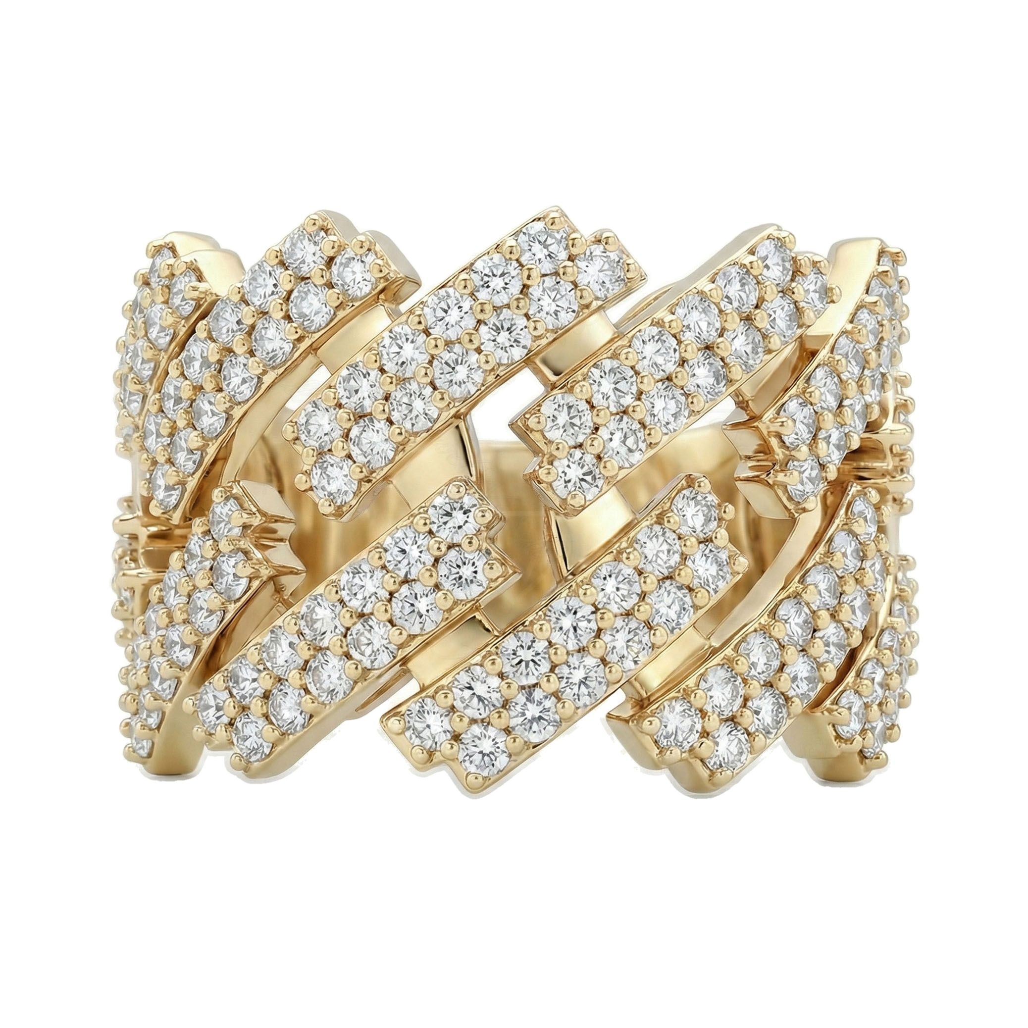 1.60 ct EF VS Lab Grown Diamond Mens Cuban Ring in 10k Yellow Gold _ Sz0875 100918