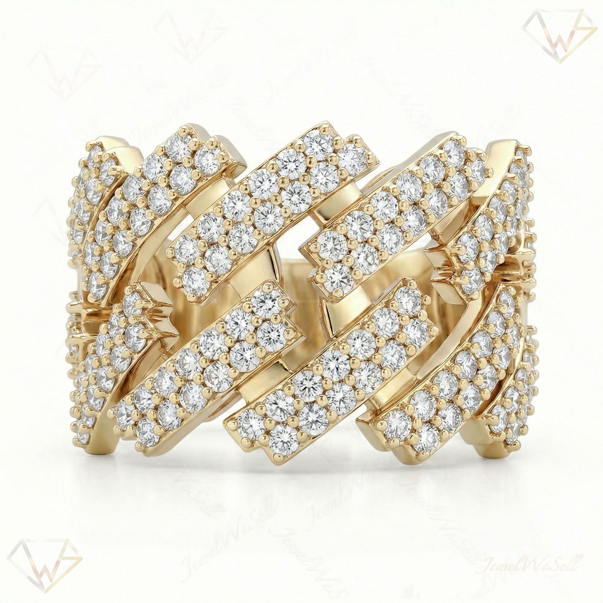 1.60 ct EF VS Lab Grown Diamond Mens Cuban Ring in 14k Yellow Gold _ Sz0775 100918