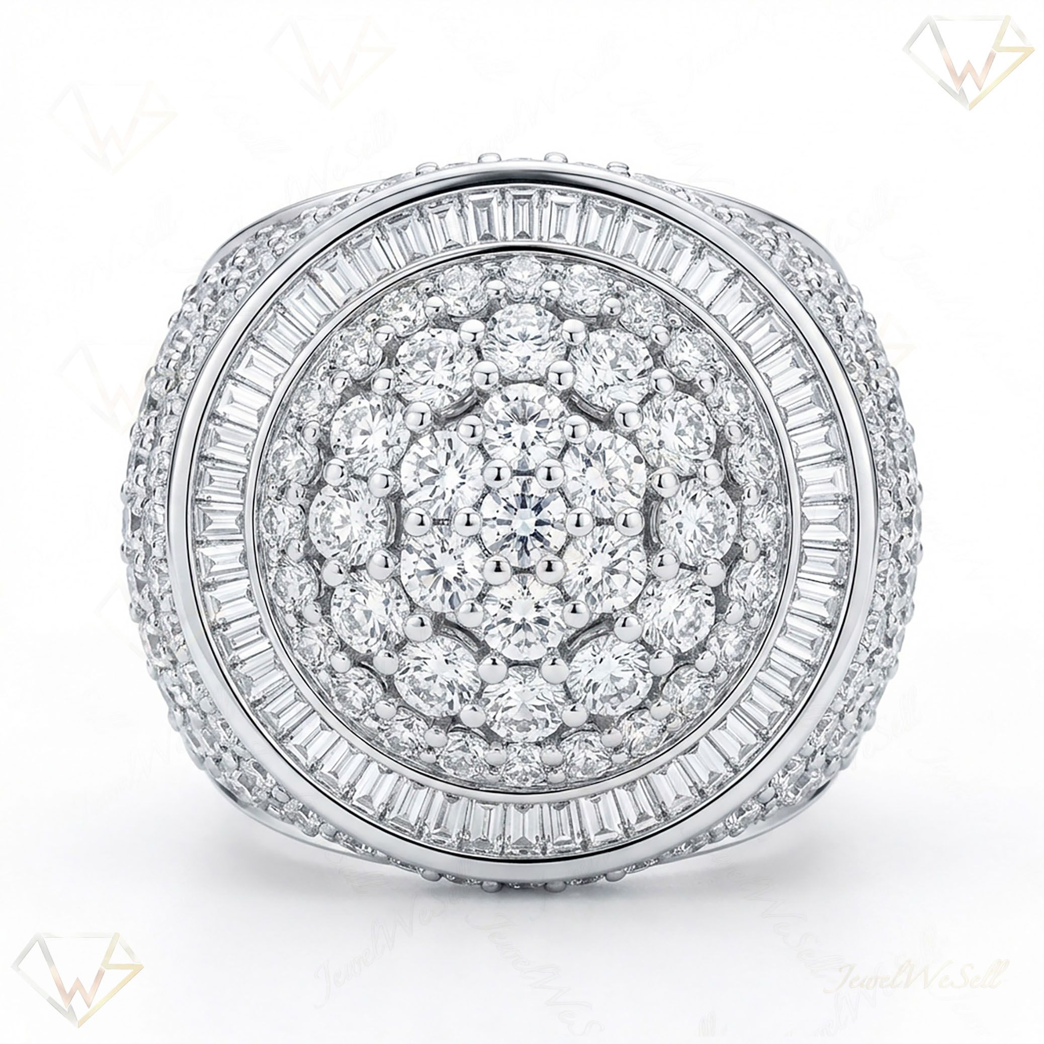 4.75 ct EF VS Moissanite Mens Statement Ring in 925 Sterling SIlver _ Sz0825 100928
