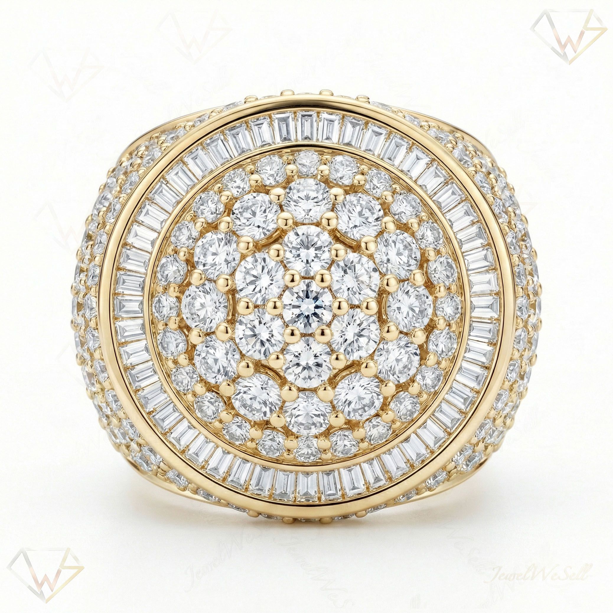 4.75 ct EF VS Lab Grown Diamond Mens Statement Ring in 10k Yellow Gold _ Sz0850 100928
