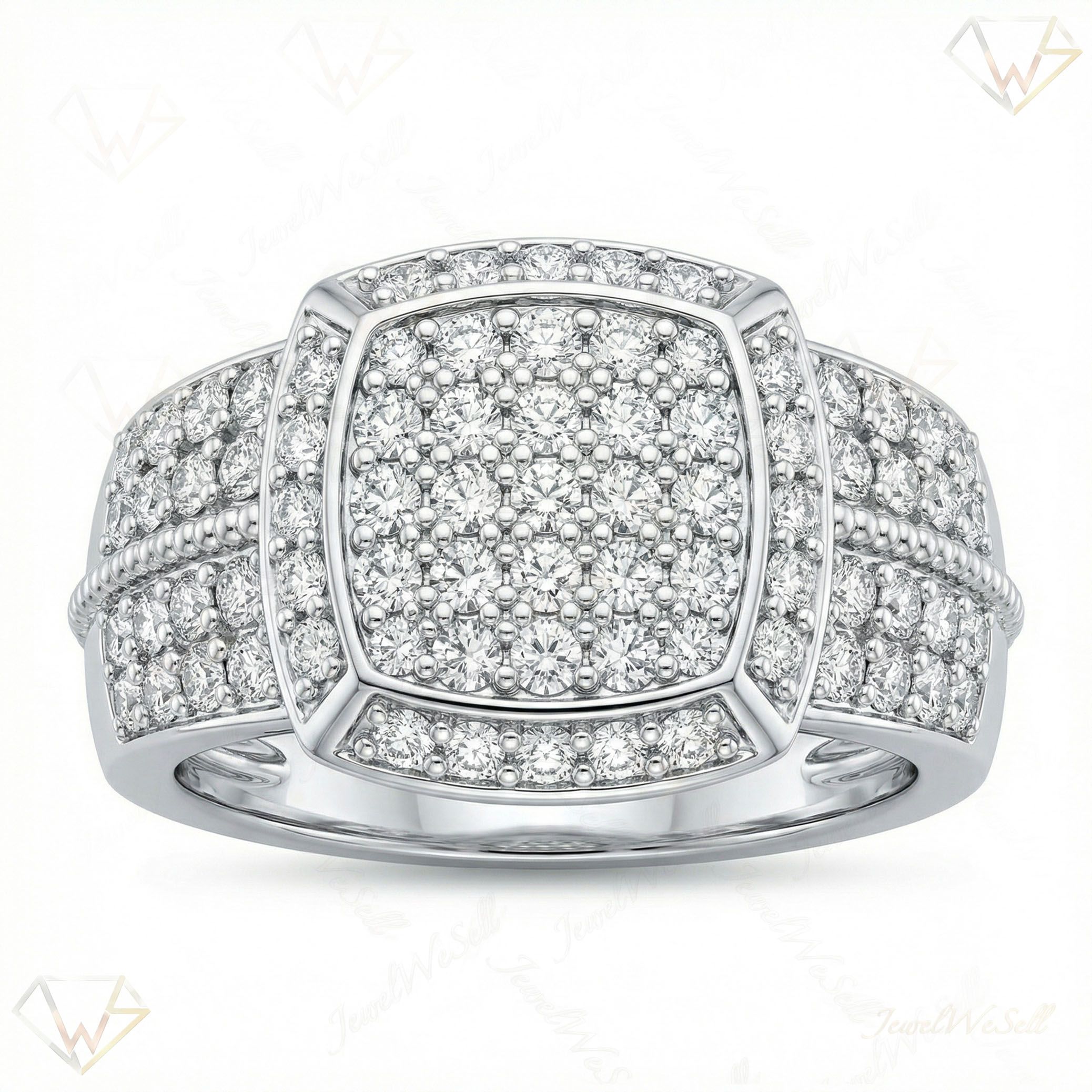 1.25 ct EF VS Lab Grown Diamond Mens Statement Ring in 10k White Gold _ Sz0850 100930