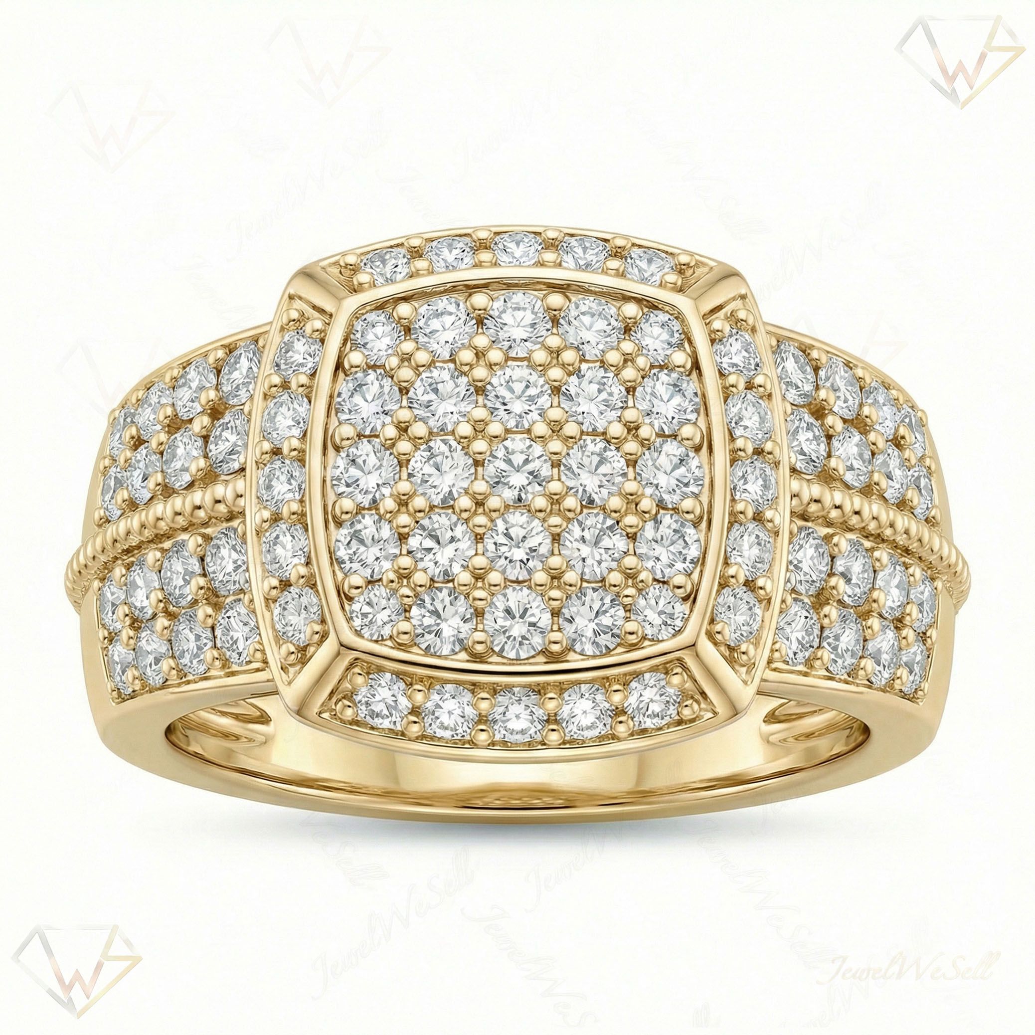 1.25 ct EF VS Lab Grown Diamond Mens Statement Ring in 10k Yellow Gold _ Sz1225 100930