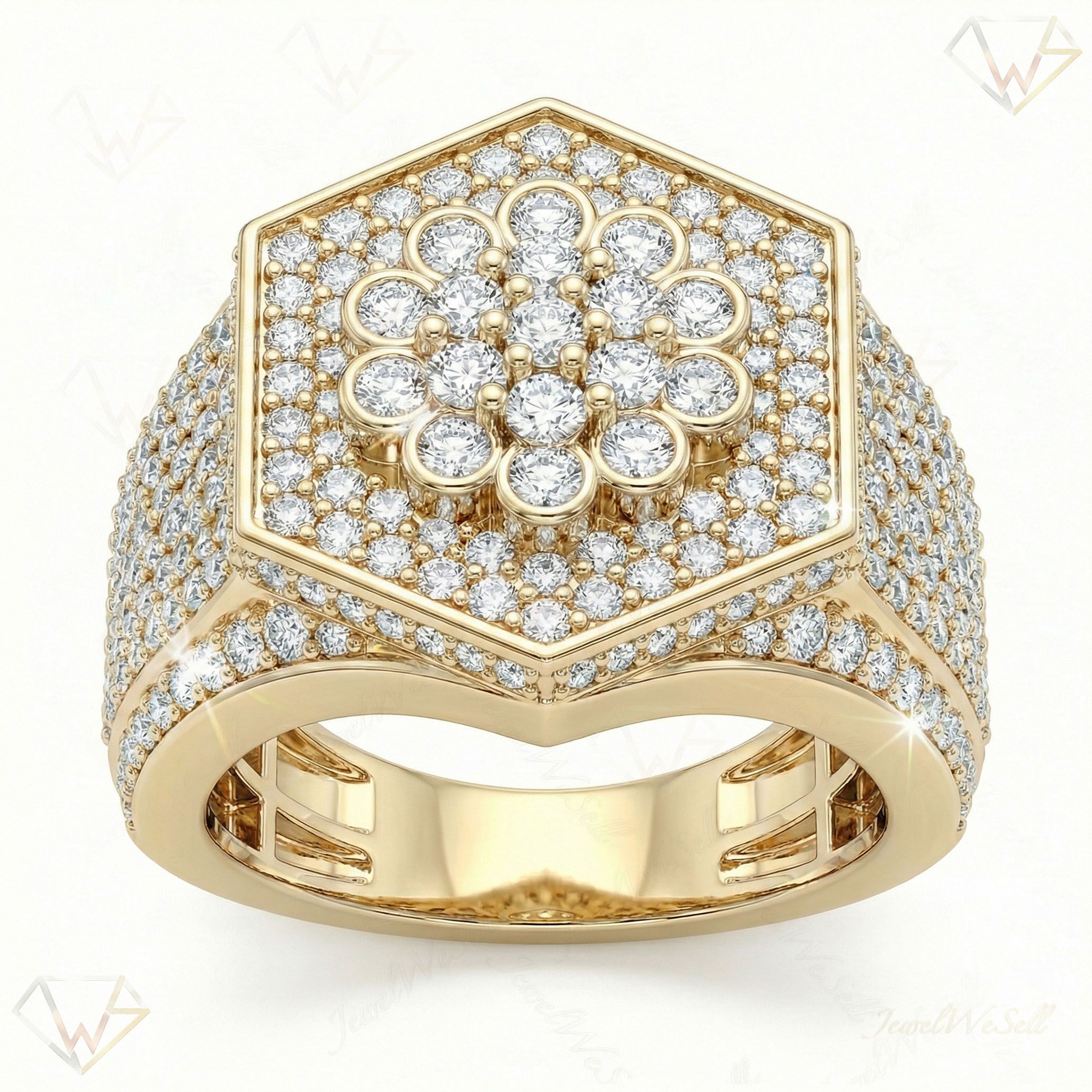 3.15 ct EF VS Lab Grown Diamond Mens Statement Ring in 10k Yellow Gold _ Sz0875 100931