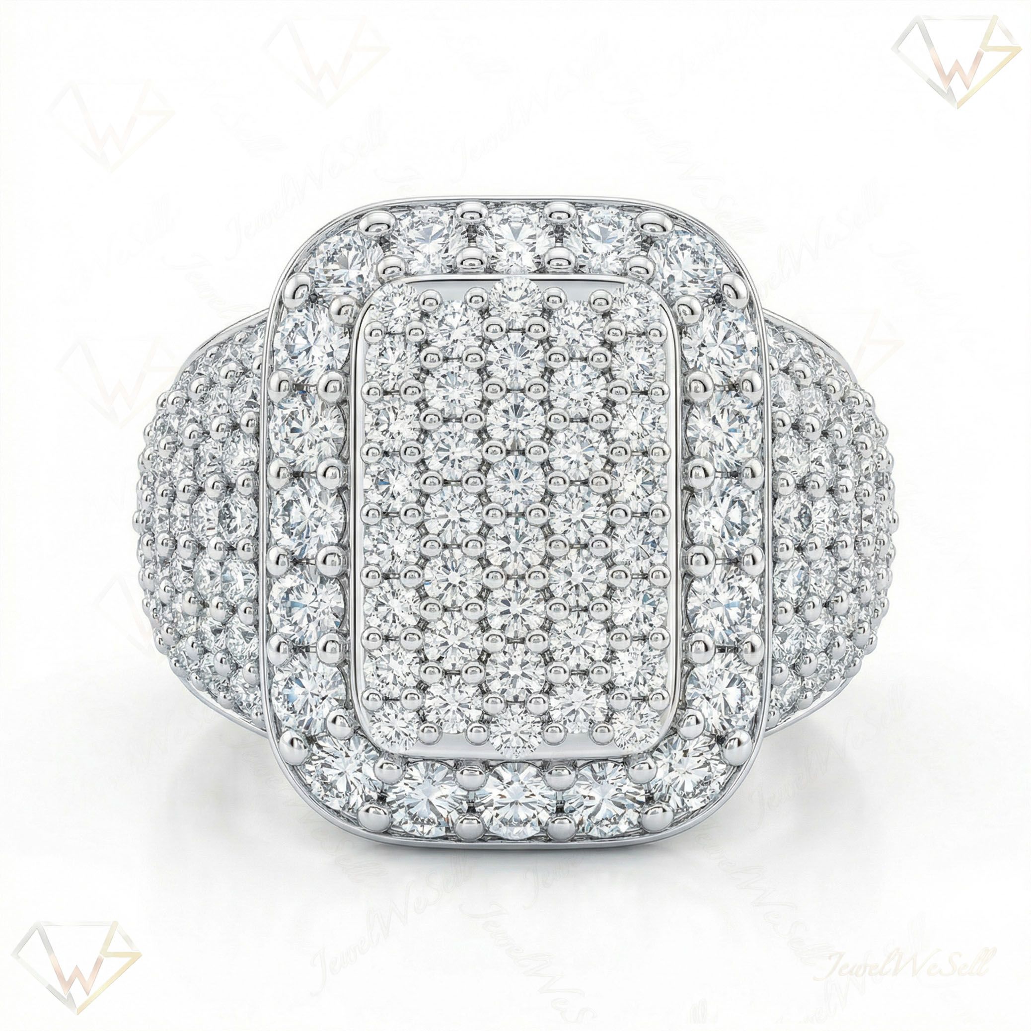 2.15 ct EF VS Lab Grown Diamond Mens Statement Ring in 10k White Gold _ Sz0425 100932