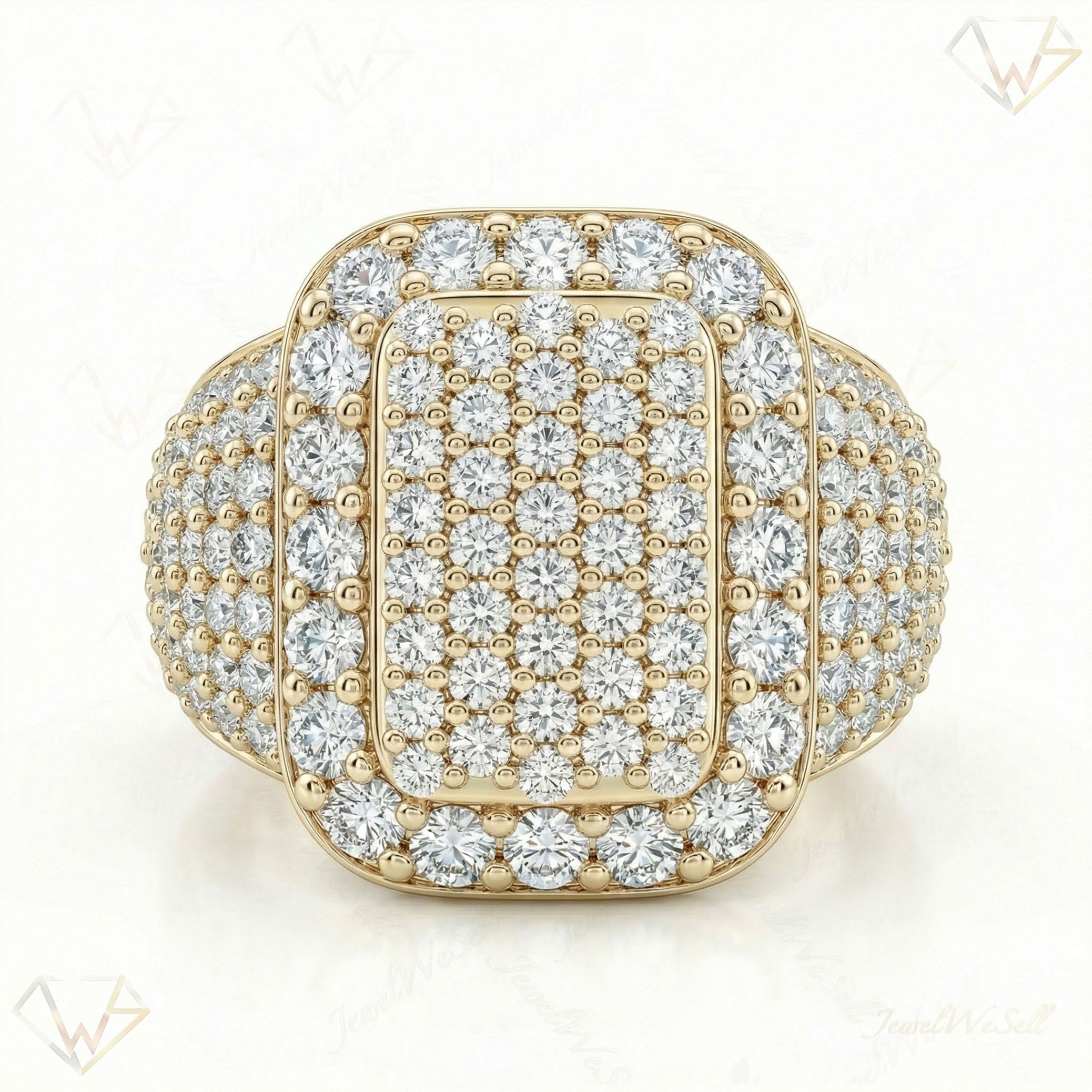 2.15 ct EF VS Lab Grown Diamond Mens Statement Ring in 10k Yellow Gold _ Sz0400 100932